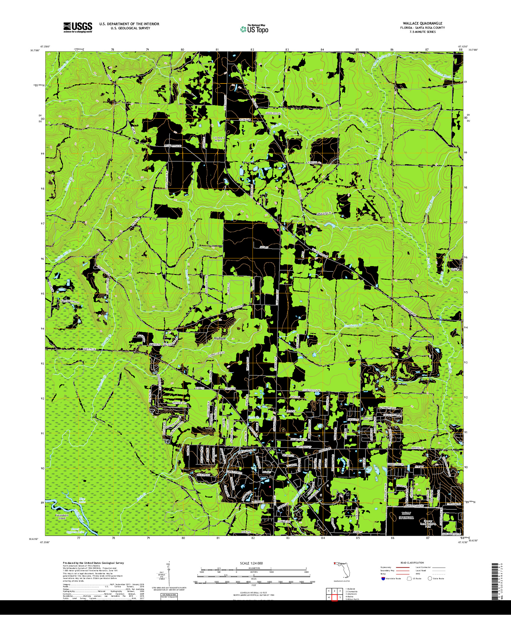 USGS US TOPO 7.5-MINUTE MAP FOR WALLACE, FL 2018