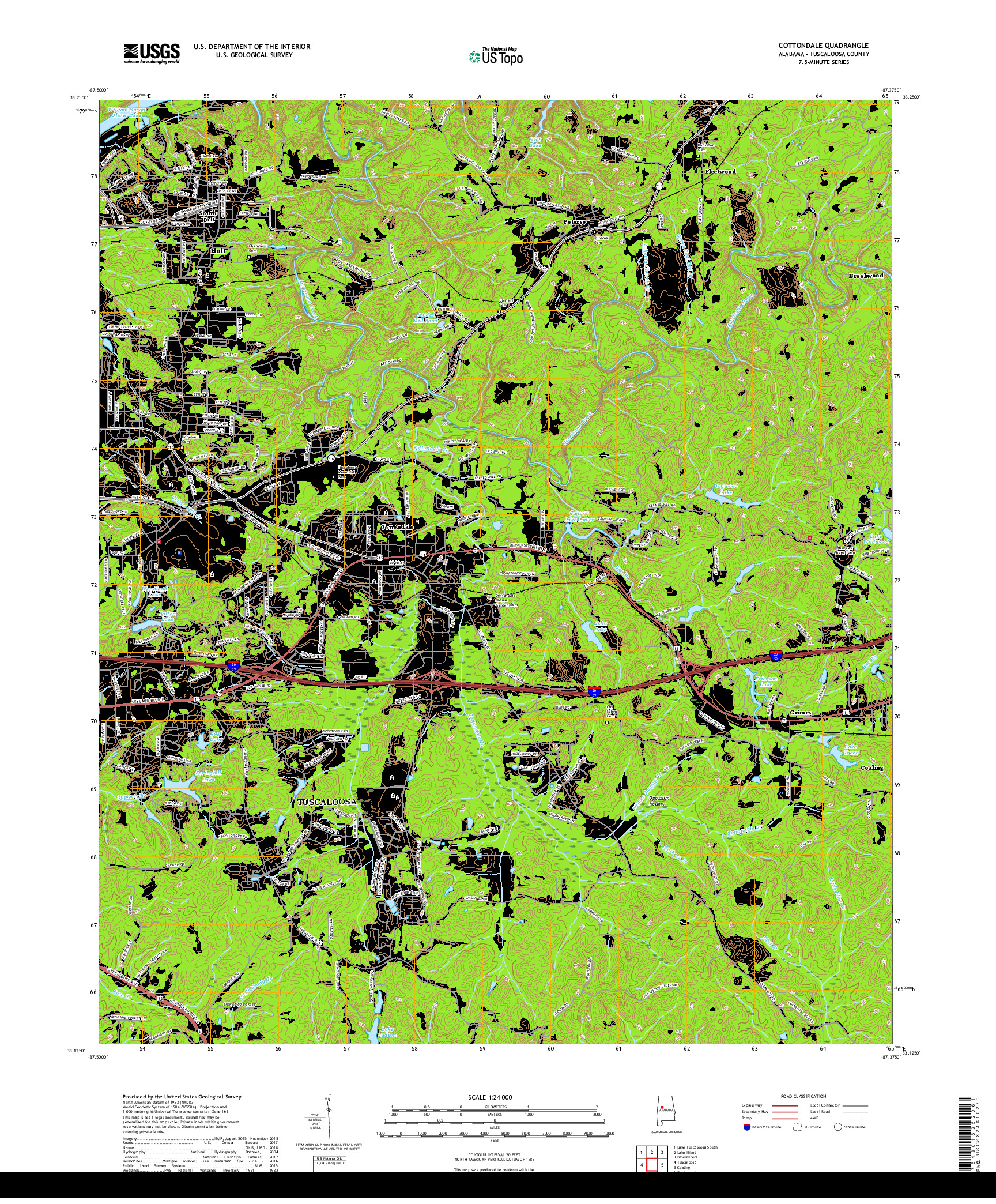 USGS US TOPO 7.5-MINUTE MAP FOR COTTONDALE, AL 2018