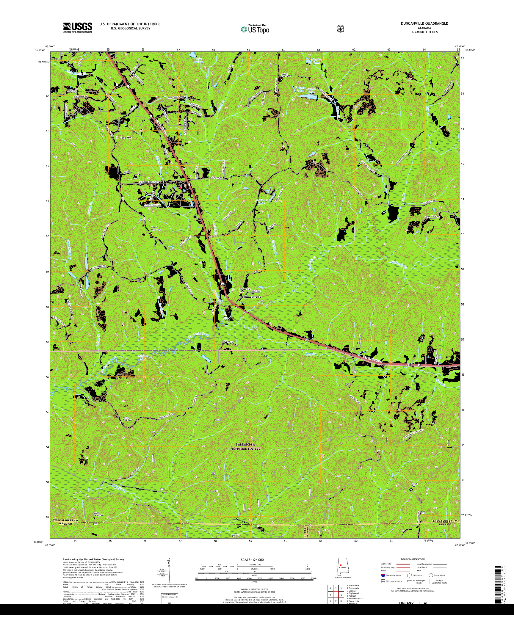 USGS US TOPO 7.5-MINUTE MAP FOR DUNCANVILLE, AL 2018