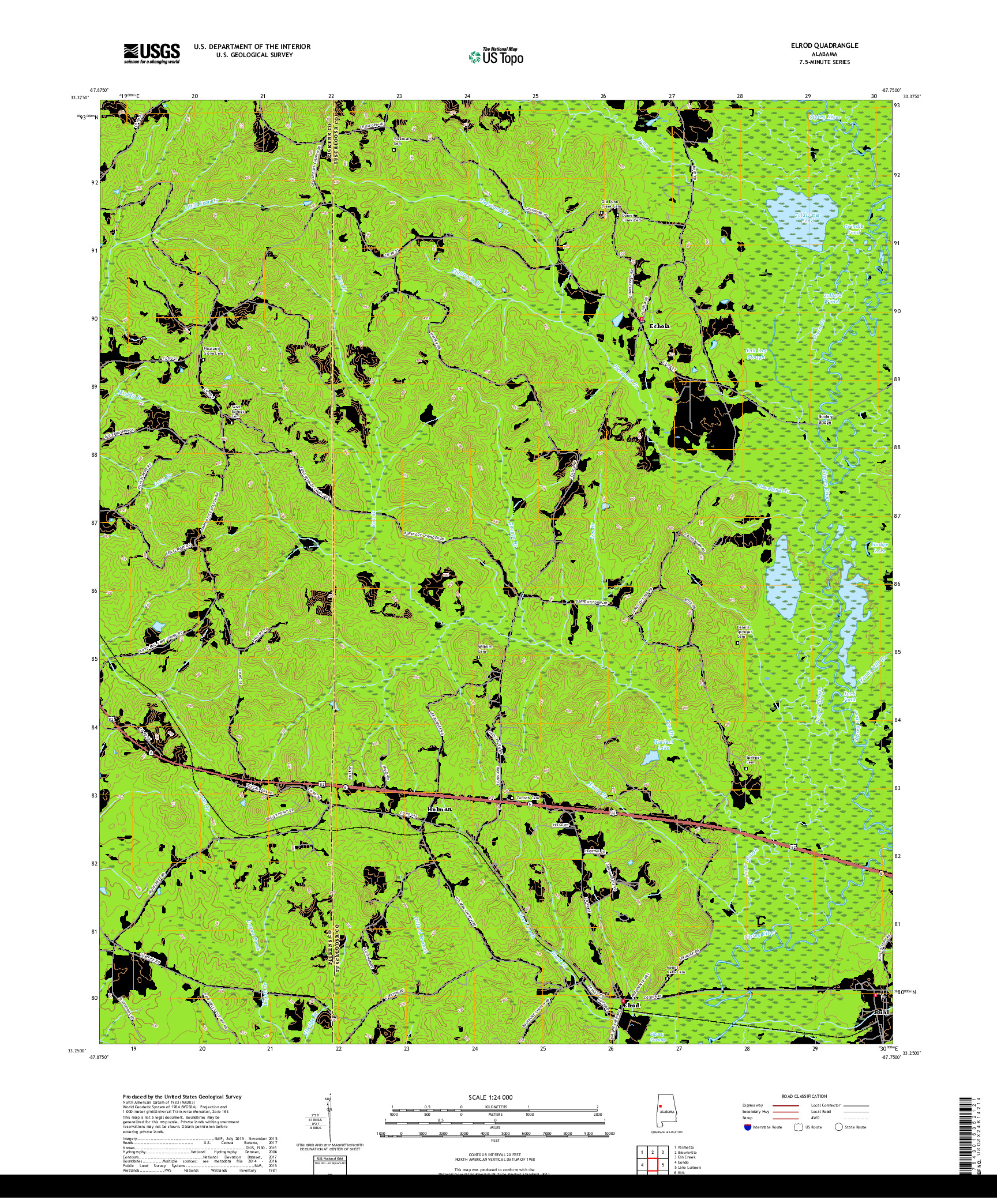 USGS US TOPO 7.5-MINUTE MAP FOR ELROD, AL 2018
