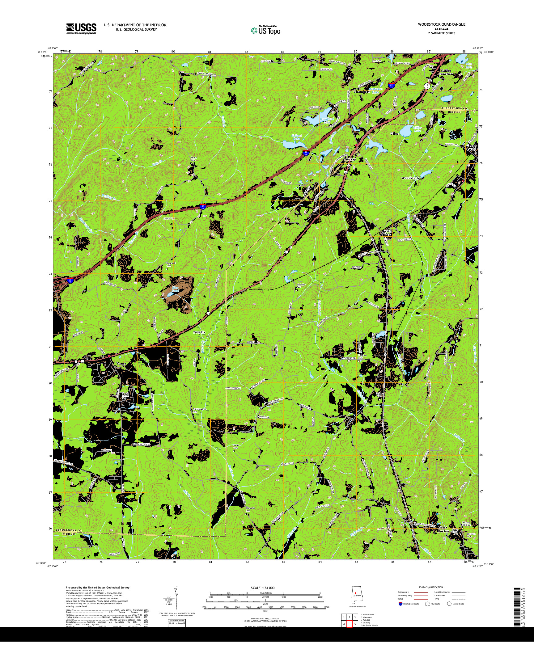 USGS US TOPO 7.5-MINUTE MAP FOR WOODSTOCK, AL 2018