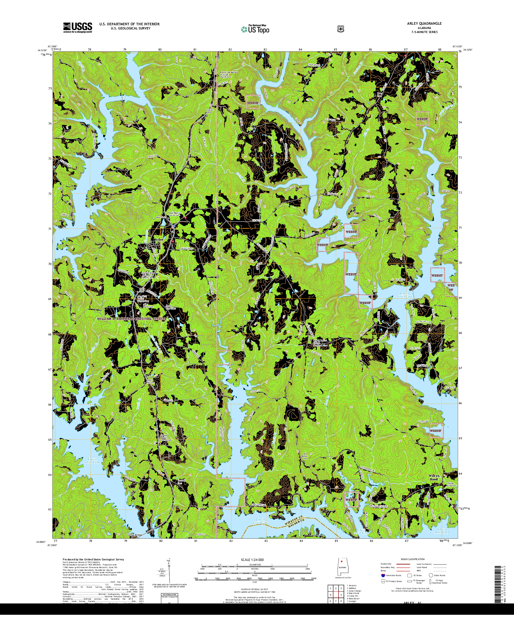 USGS US TOPO 7.5-MINUTE MAP FOR ARLEY, AL 2018