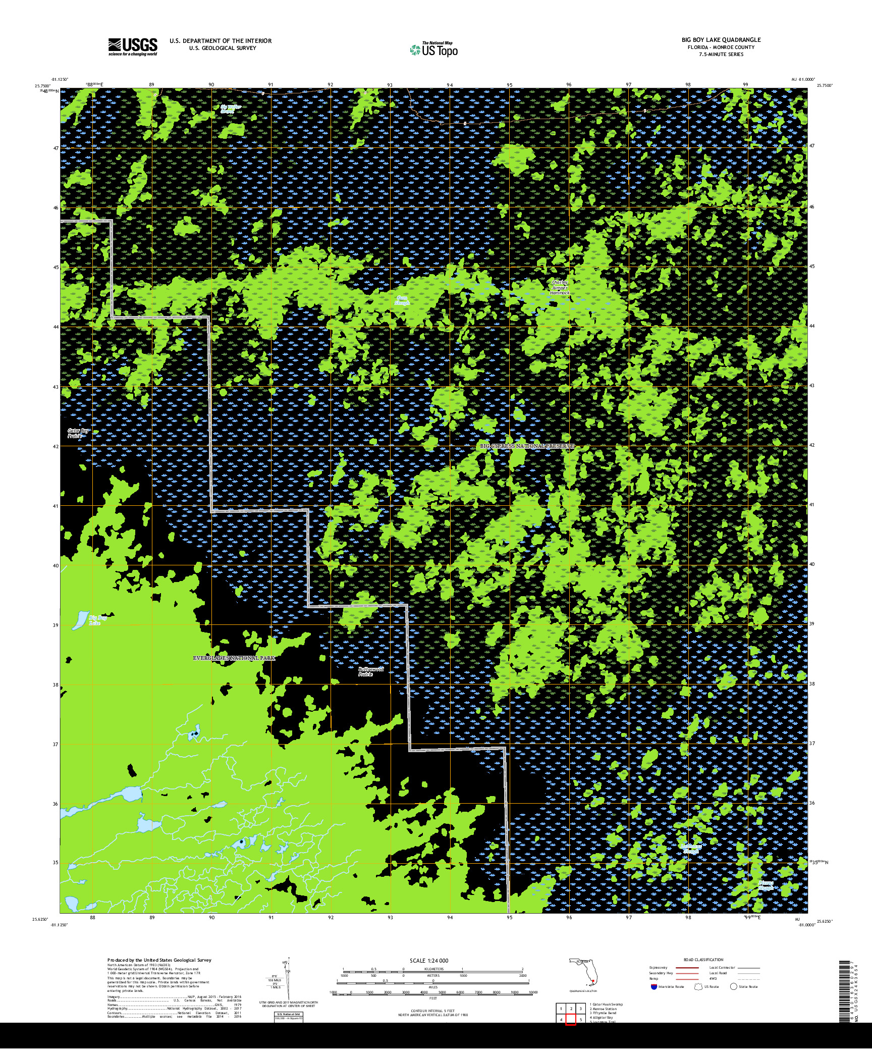 USGS US TOPO 7.5-MINUTE MAP FOR BIG BOY LAKE, FL 2018