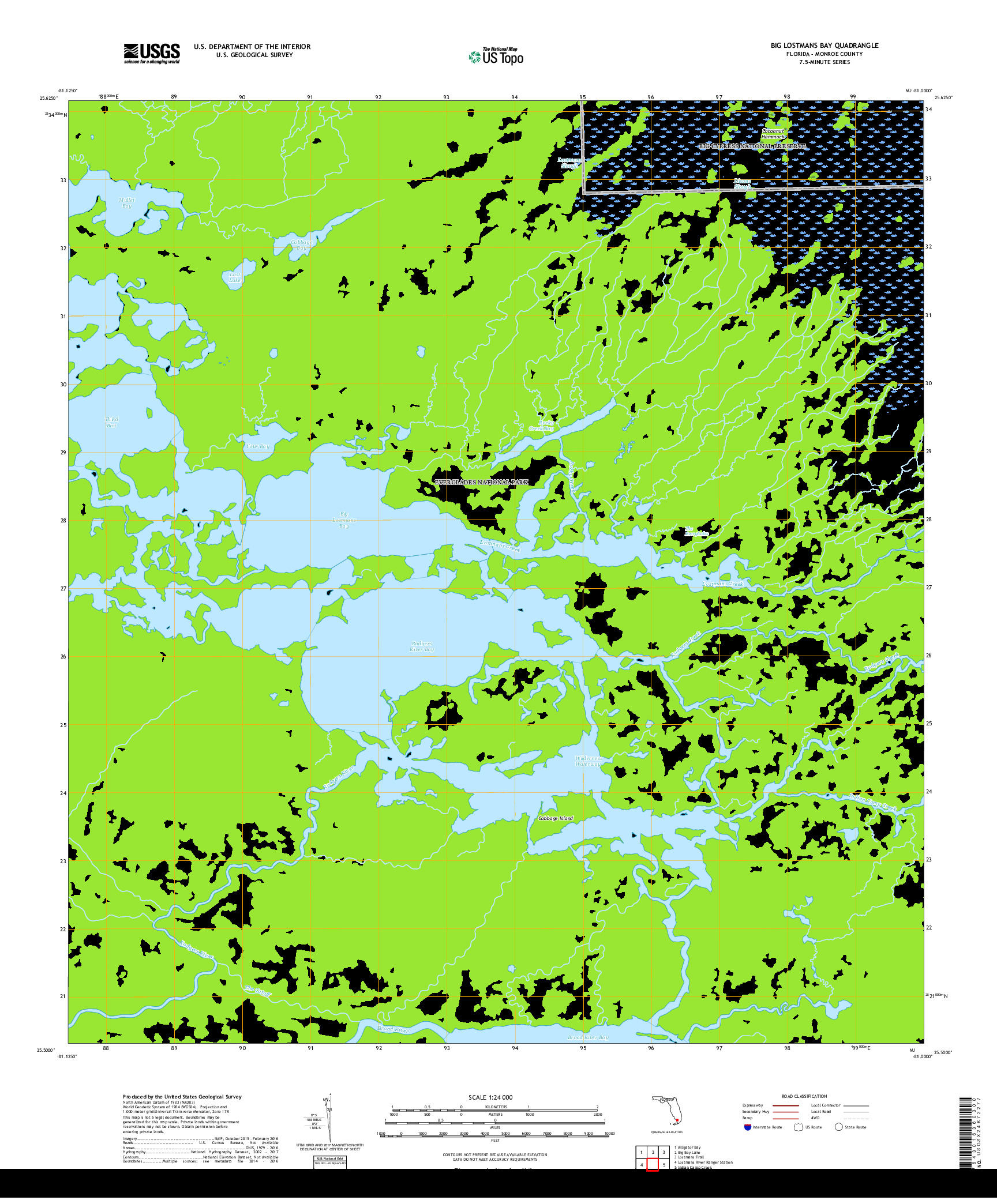 USGS US TOPO 7.5-MINUTE MAP FOR BIG LOSTMANS BAY, FL 2018