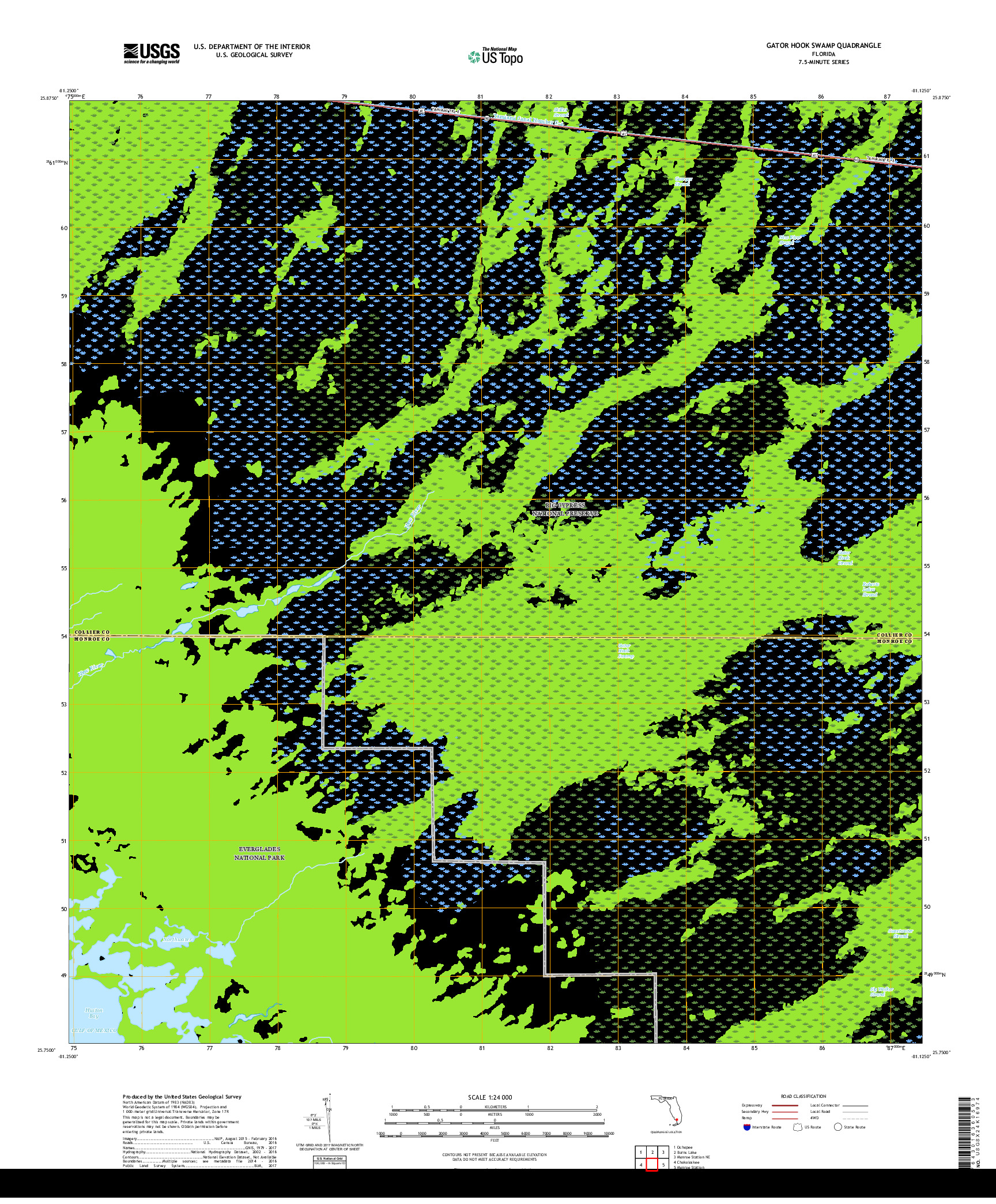 USGS US TOPO 7.5-MINUTE MAP FOR GATOR HOOK SWAMP, FL 2018