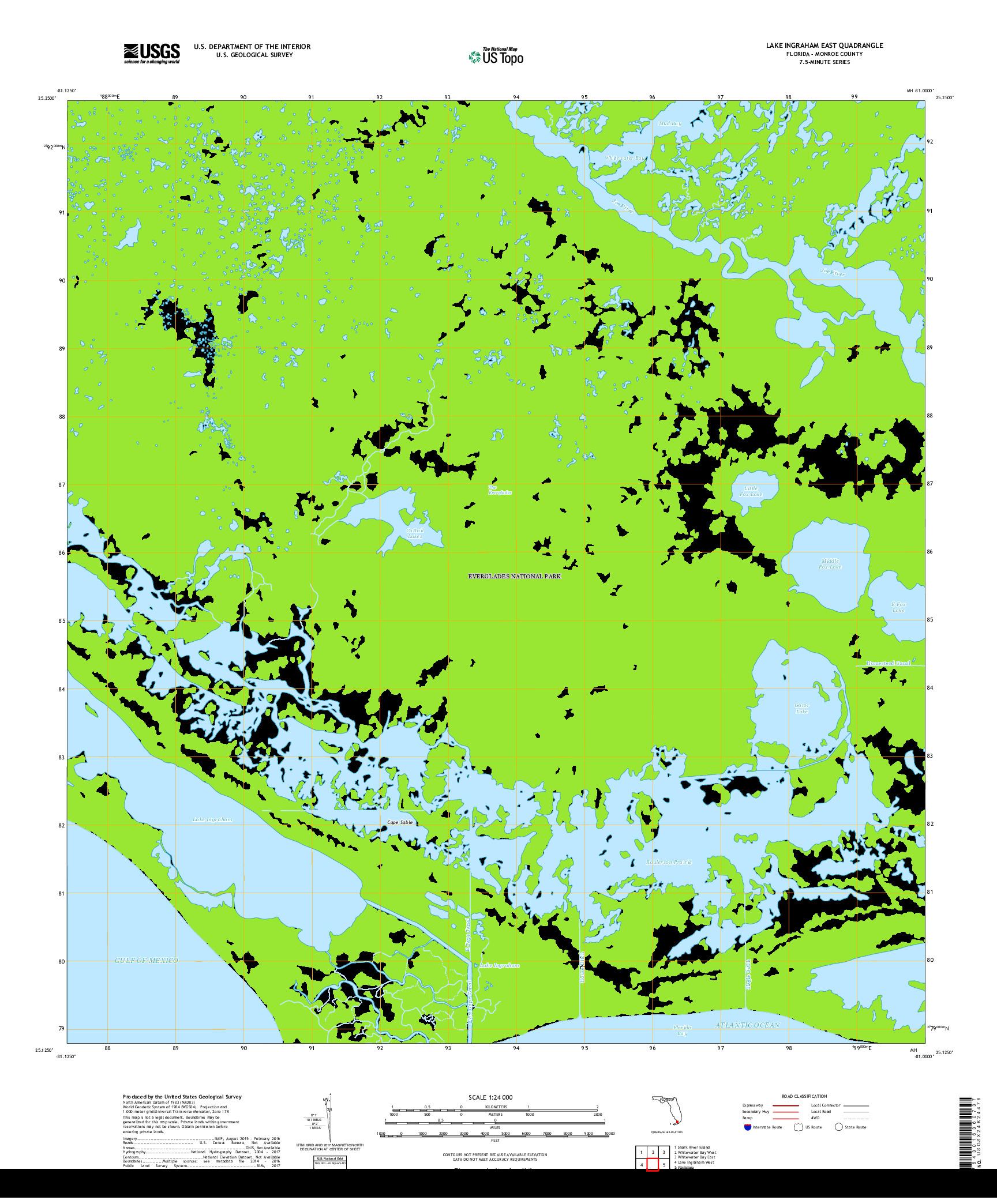 USGS US TOPO 7.5-MINUTE MAP FOR LAKE INGRAHAM EAST, FL 2018