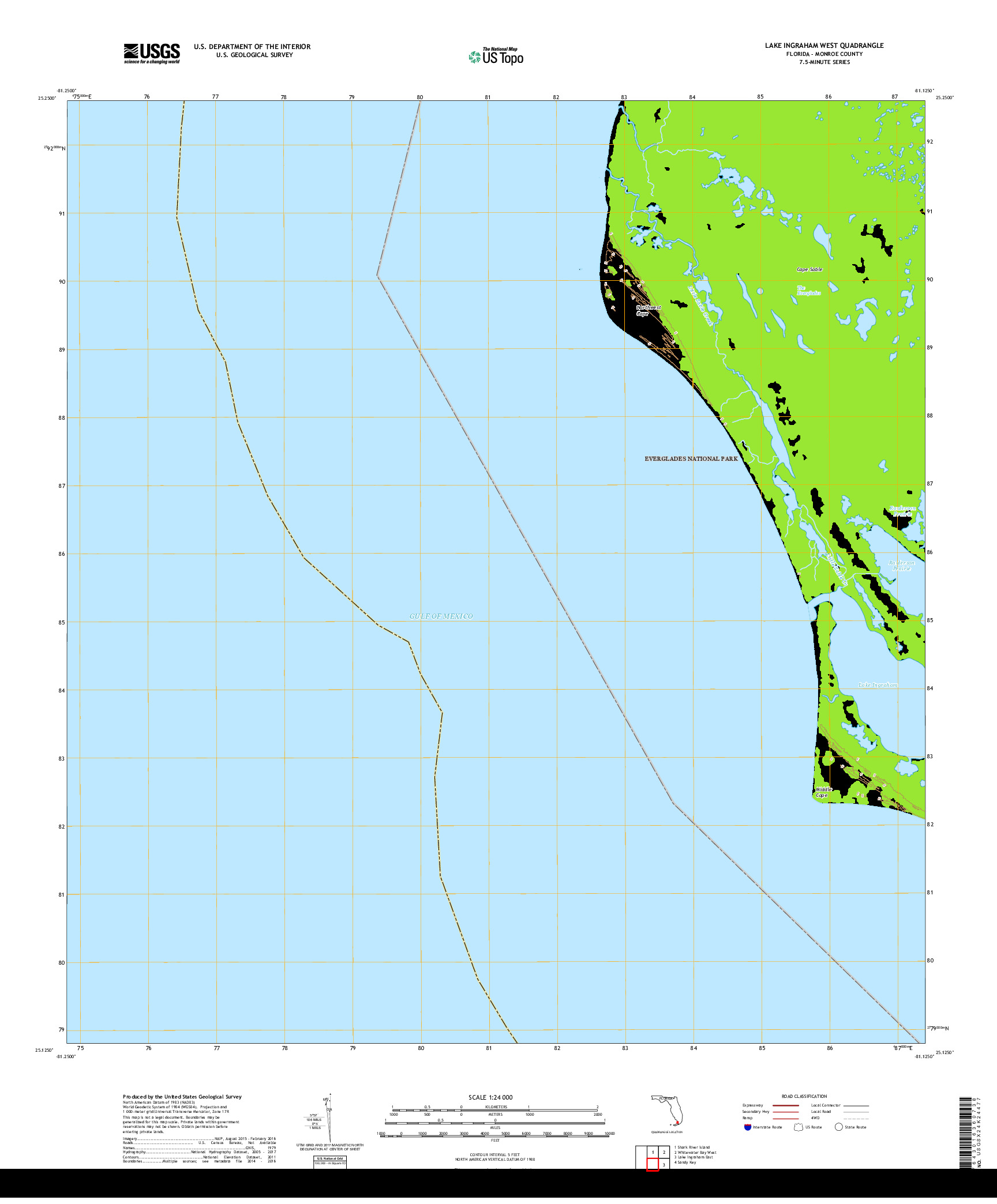 USGS US TOPO 7.5-MINUTE MAP FOR LAKE INGRAHAM WEST, FL 2018