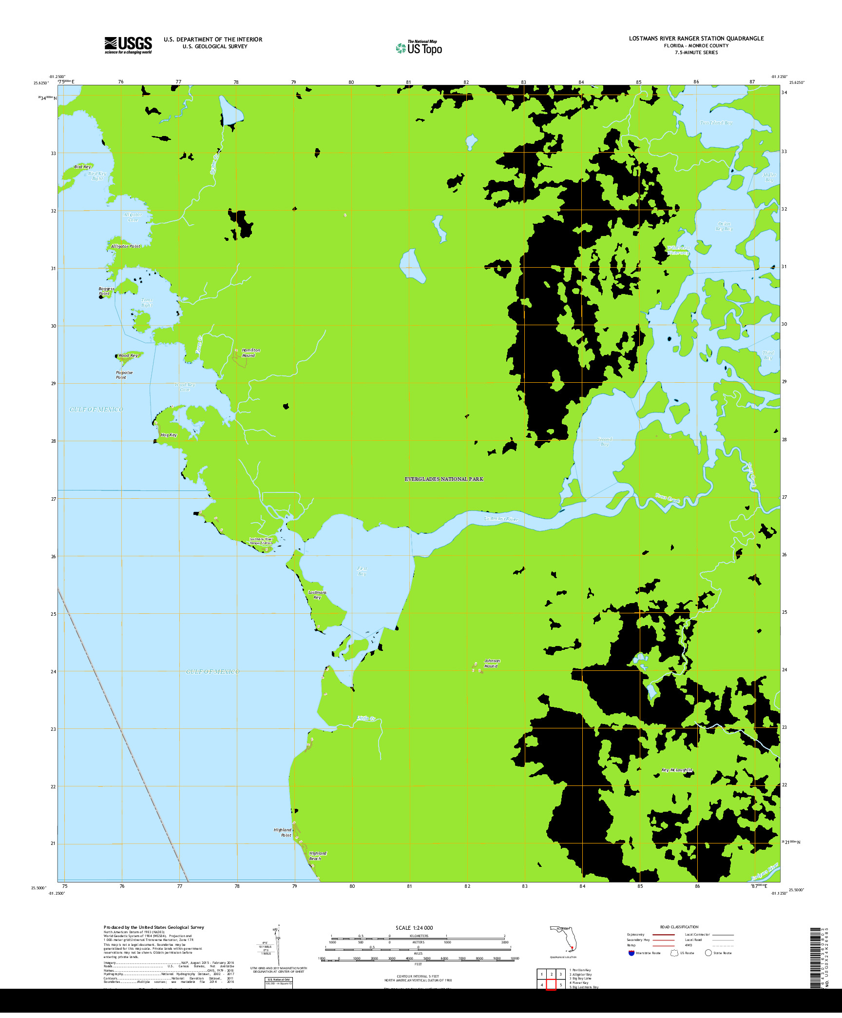 USGS US TOPO 7.5-MINUTE MAP FOR LOSTMANS RIVER RANGER STATION, FL 2018