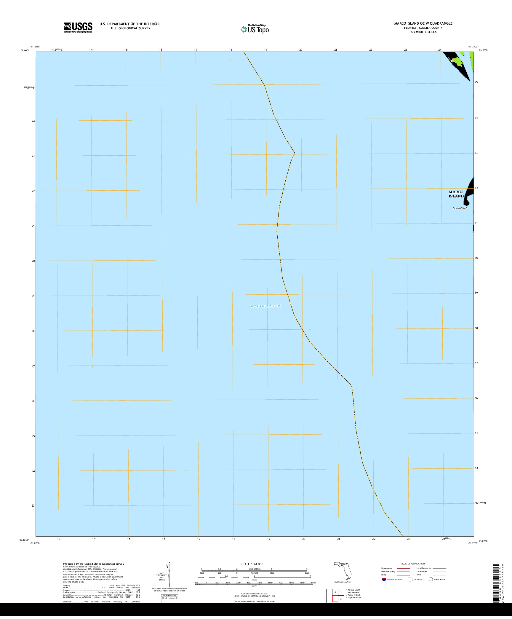 USGS US TOPO 7.5-MINUTE MAP FOR MARCO ISLAND OE W, FL 2018