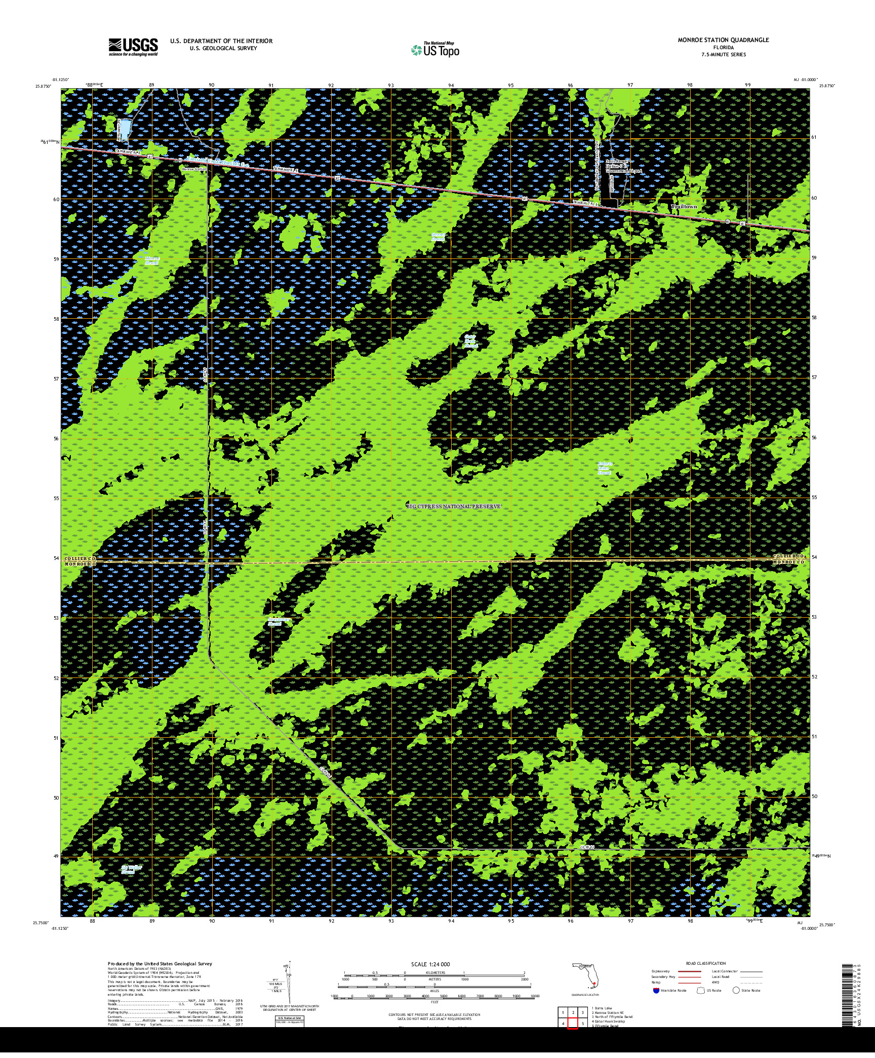 USGS US TOPO 7.5-MINUTE MAP FOR MONROE STATION, FL 2018