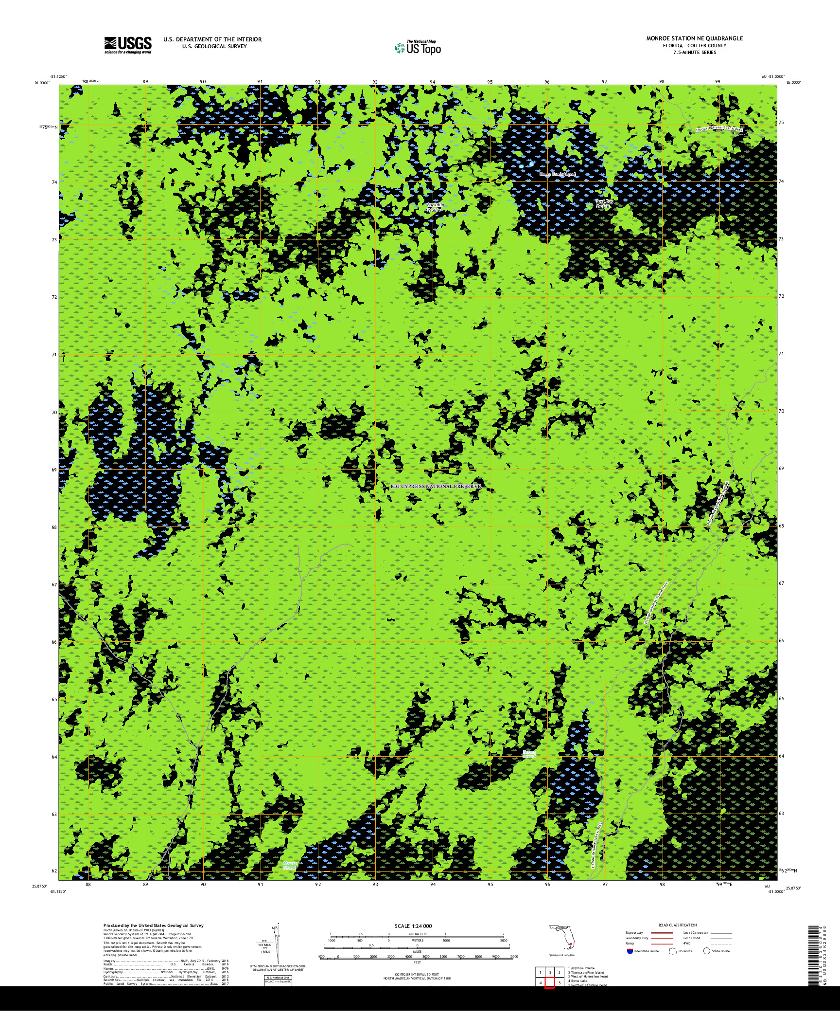 USGS US TOPO 7.5-MINUTE MAP FOR MONROE STATION NE, FL 2018