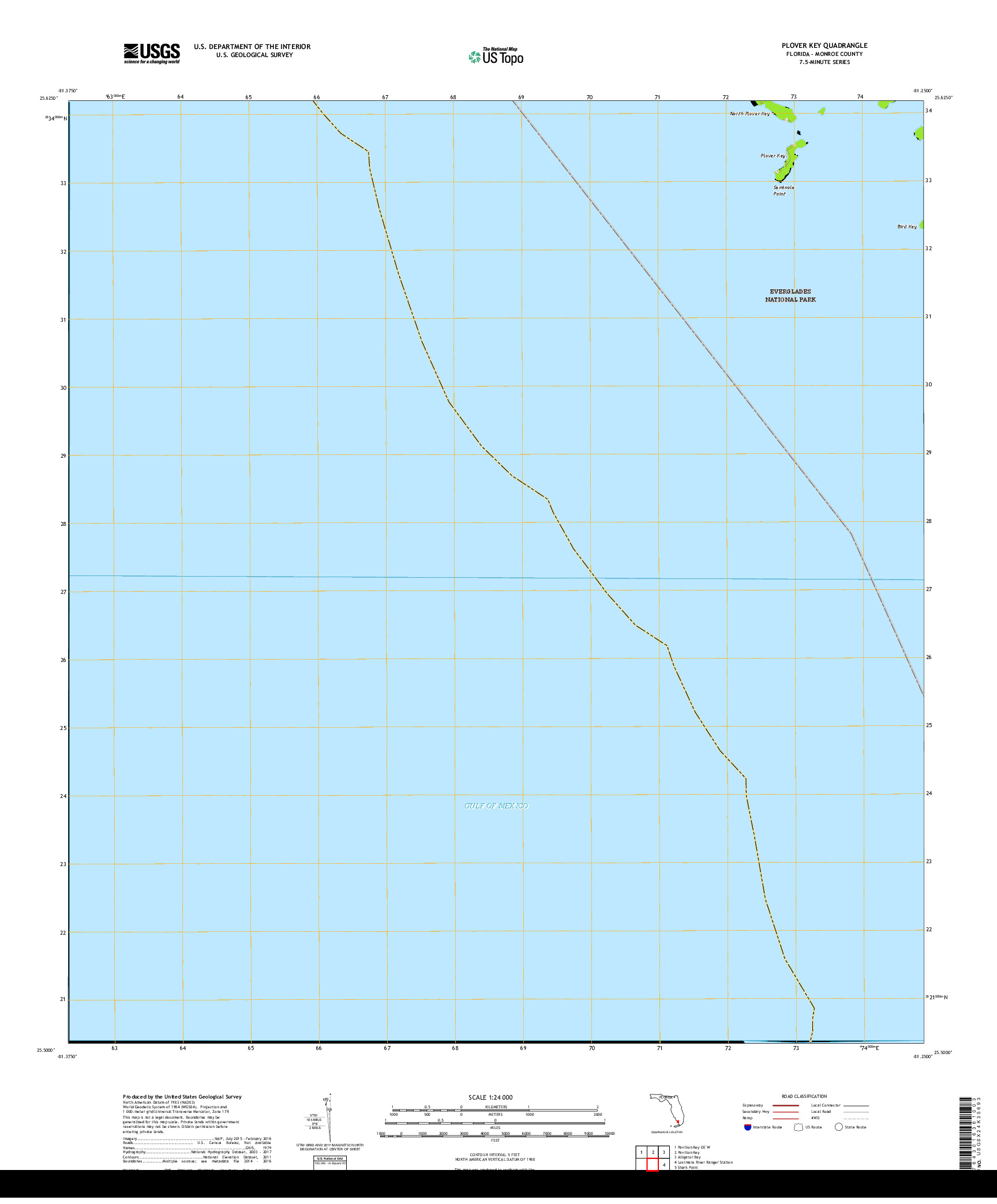 USGS US TOPO 7.5-MINUTE MAP FOR PLOVER KEY, FL 2018