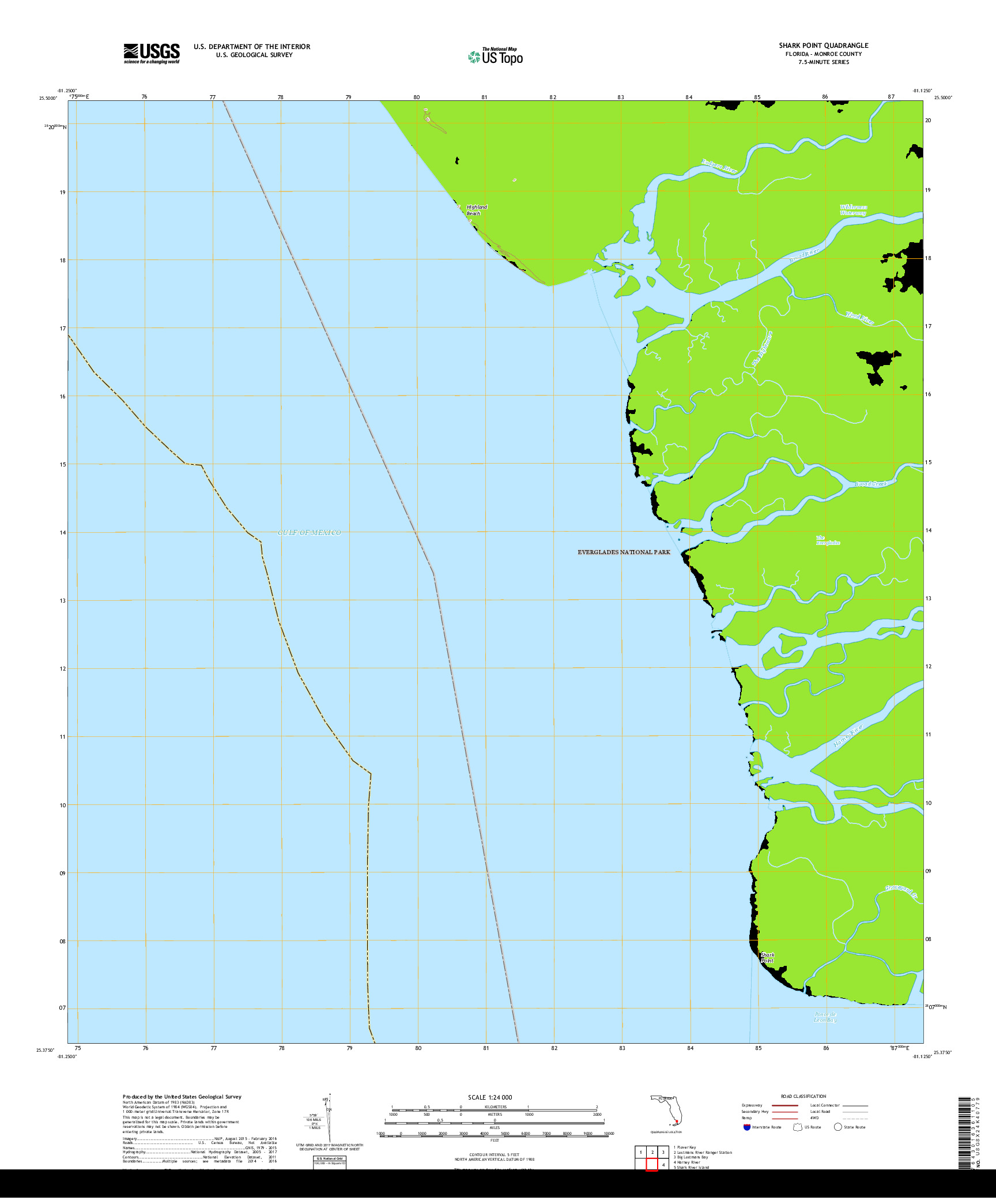 USGS US TOPO 7.5-MINUTE MAP FOR SHARK POINT, FL 2018