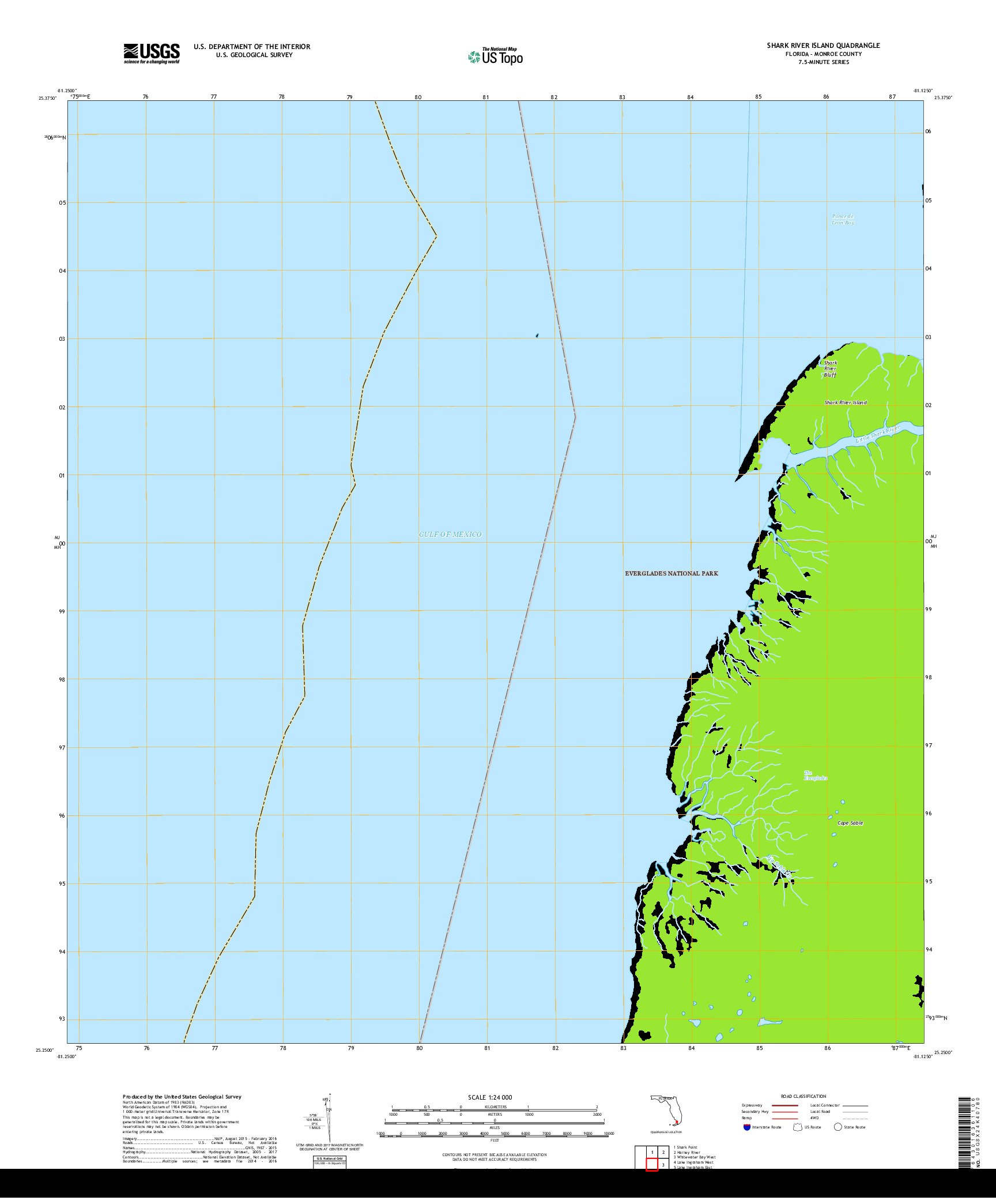 USGS US TOPO 7.5-MINUTE MAP FOR SHARK RIVER ISLAND, FL 2018