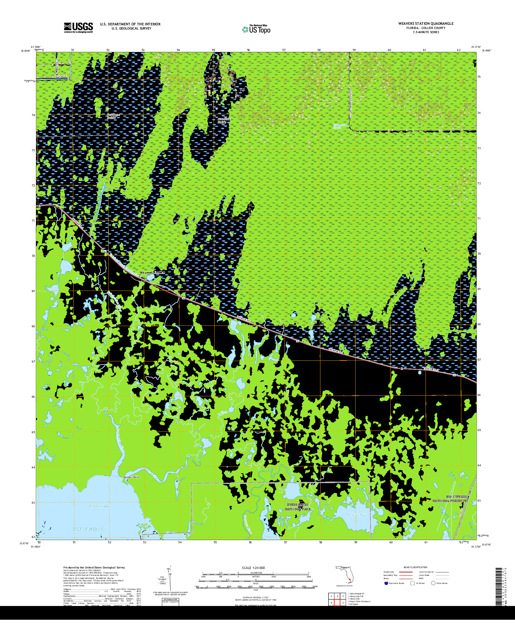 USGS US TOPO 7.5-MINUTE MAP FOR WEAVERS STATION, FL 2018