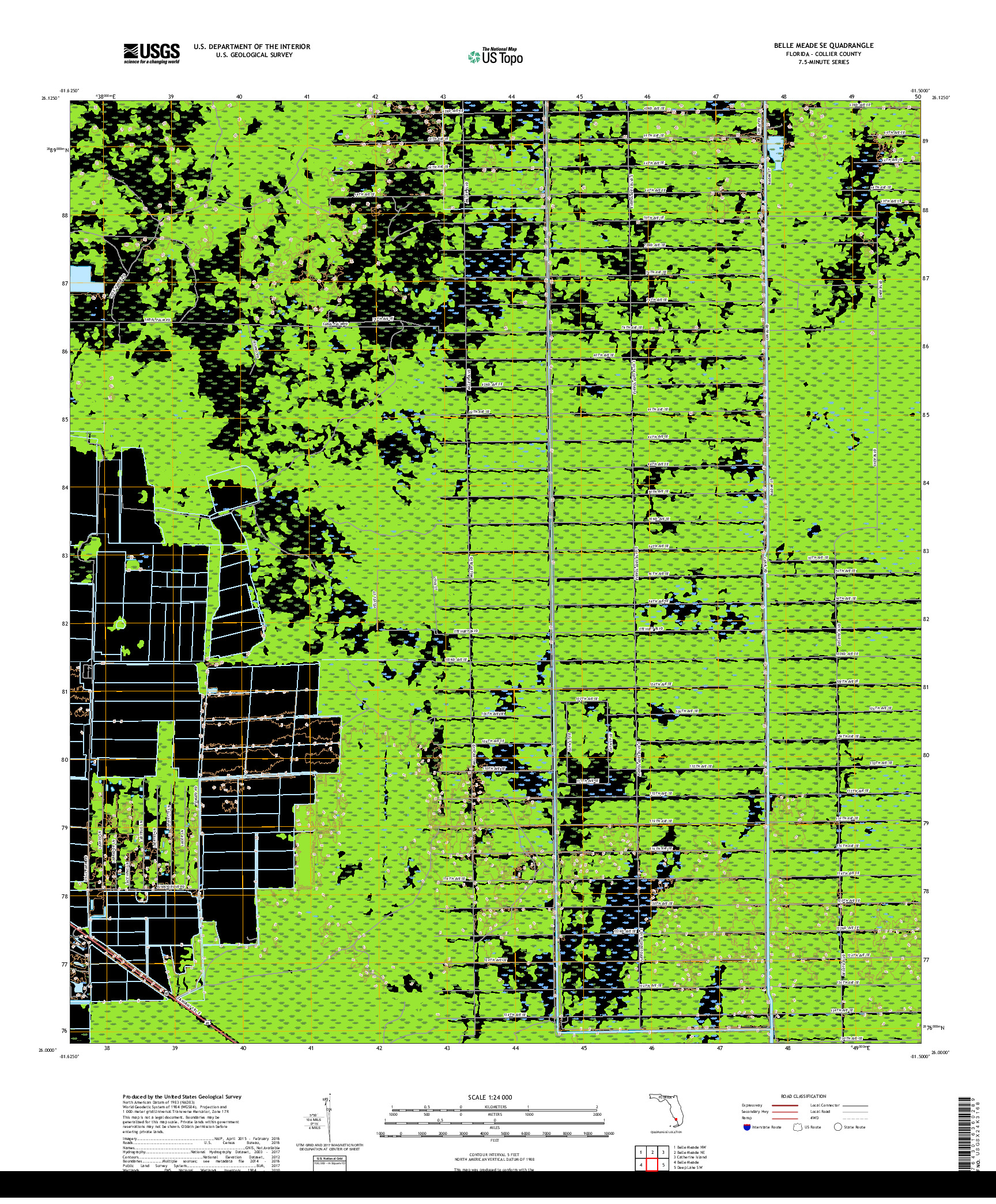 USGS US TOPO 7.5-MINUTE MAP FOR BELLE MEADE SE, FL 2018