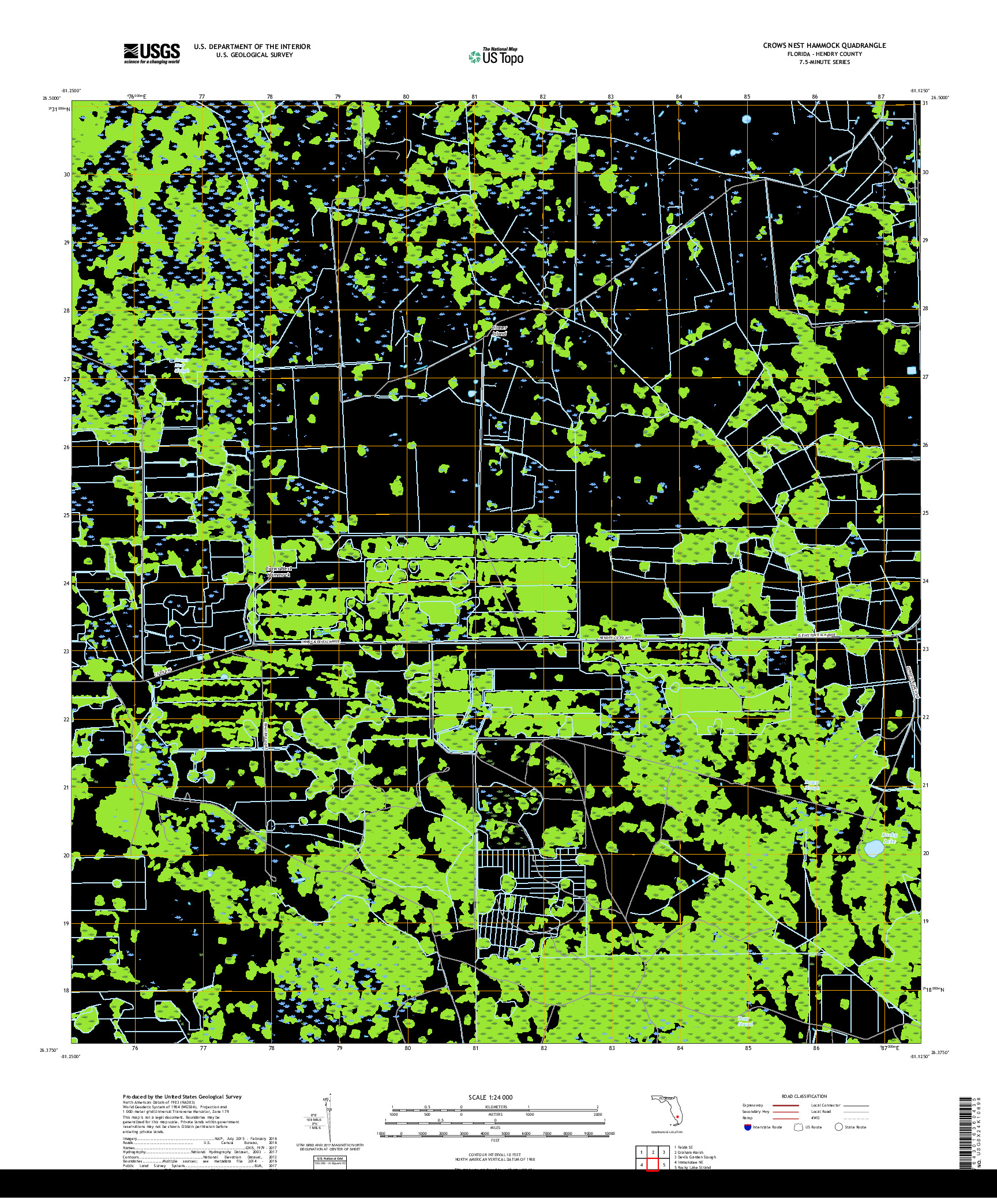 USGS US TOPO 7.5-MINUTE MAP FOR CROWS NEST HAMMOCK, FL 2018