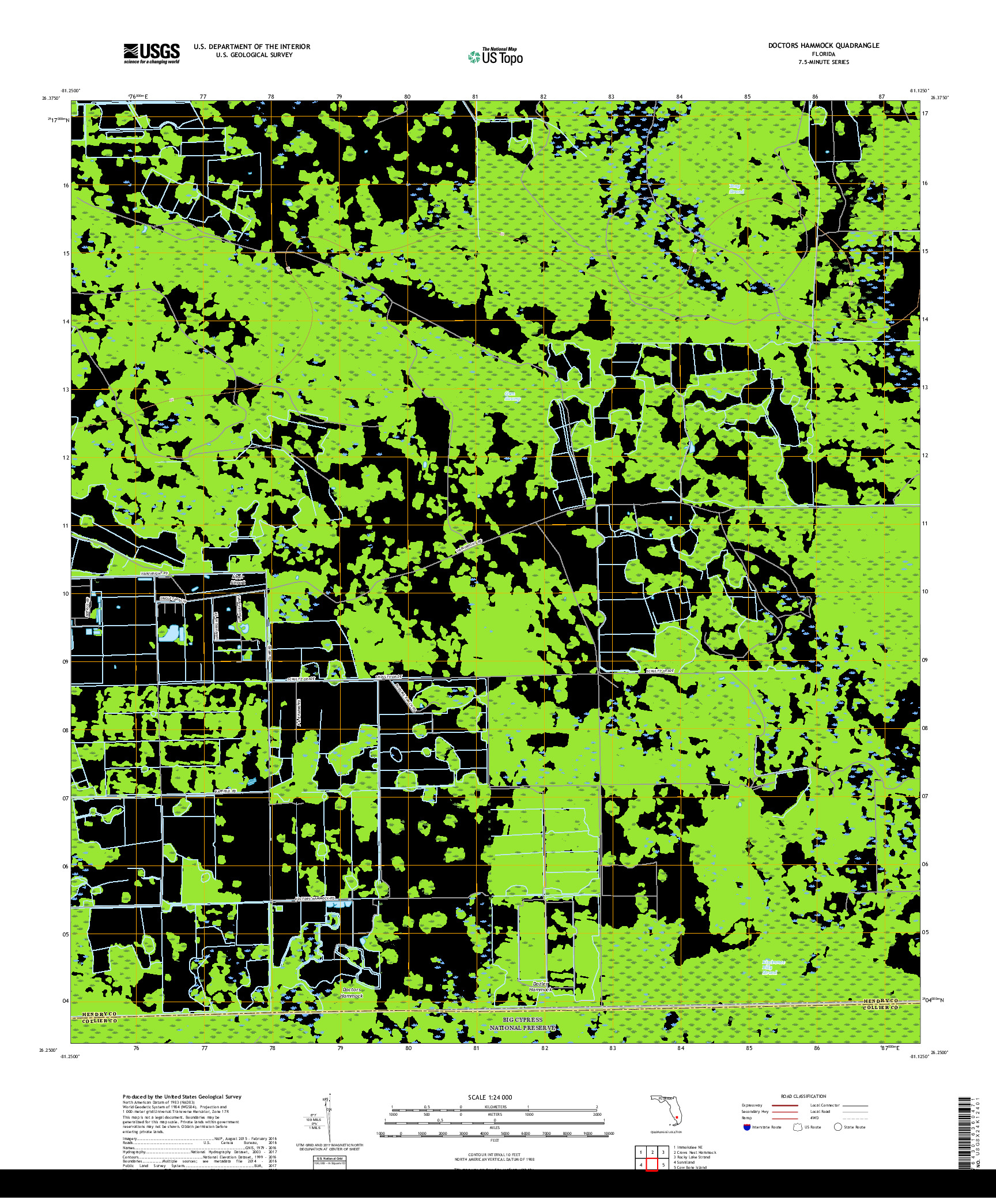 USGS US TOPO 7.5-MINUTE MAP FOR DOCTORS HAMMOCK, FL 2018