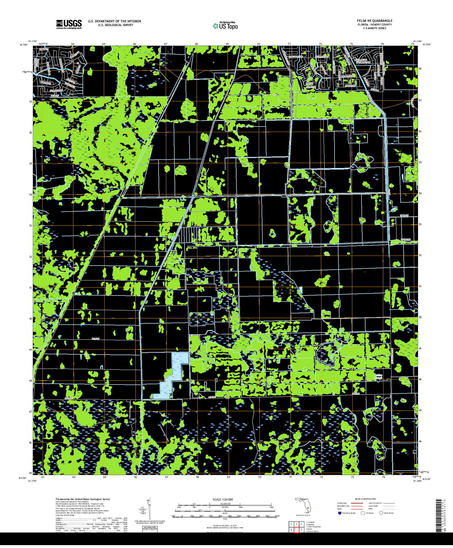 USGS US TOPO 7.5-MINUTE MAP FOR FELDA NE, FL 2018