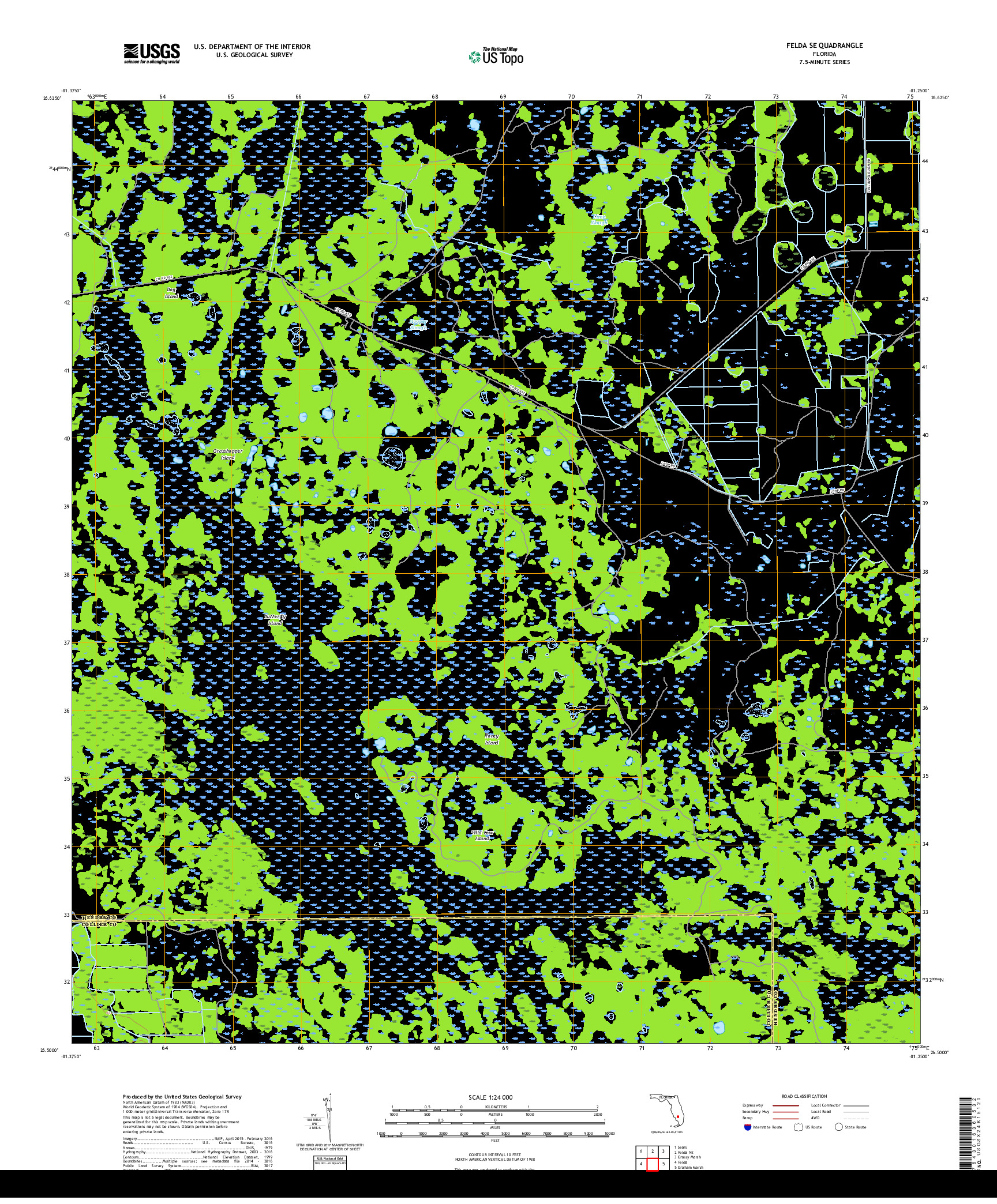 USGS US TOPO 7.5-MINUTE MAP FOR FELDA SE, FL 2018