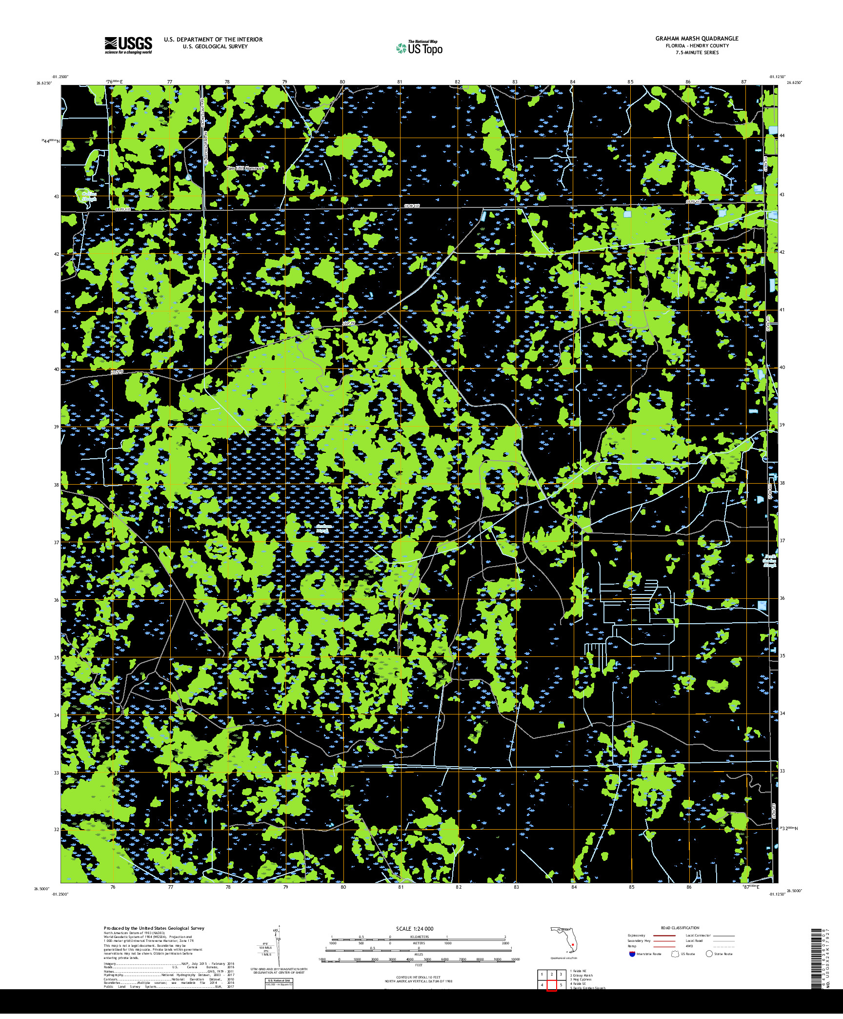 USGS US TOPO 7.5-MINUTE MAP FOR GRAHAM MARSH, FL 2018