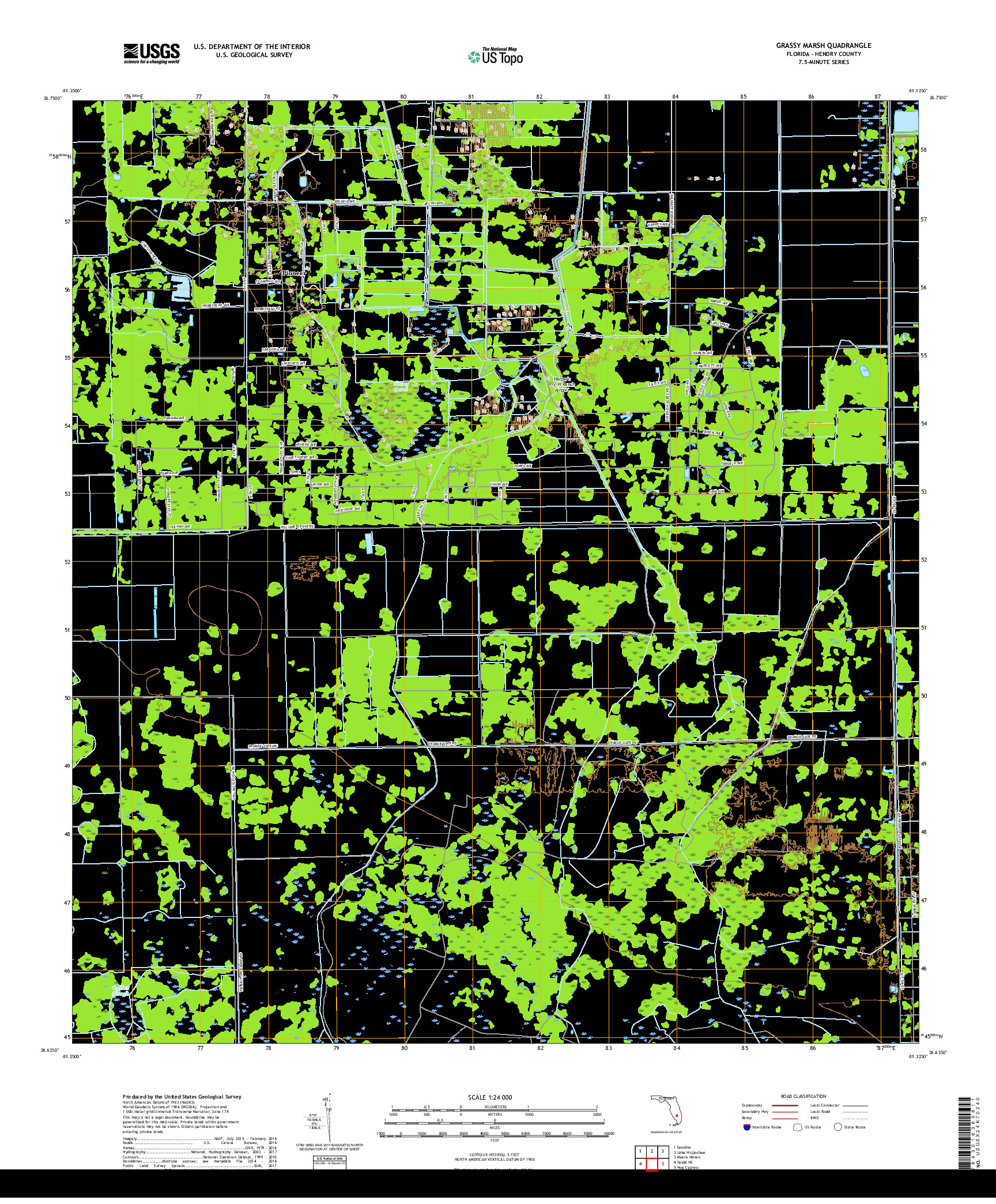 USGS US TOPO 7.5-MINUTE MAP FOR GRASSY MARSH, FL 2018