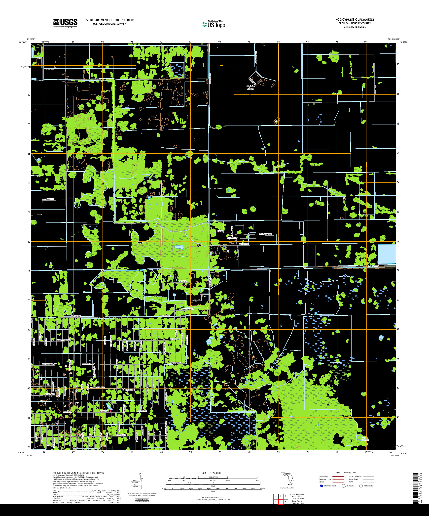 USGS US TOPO 7.5-MINUTE MAP FOR HOG CYPRESS, FL 2018