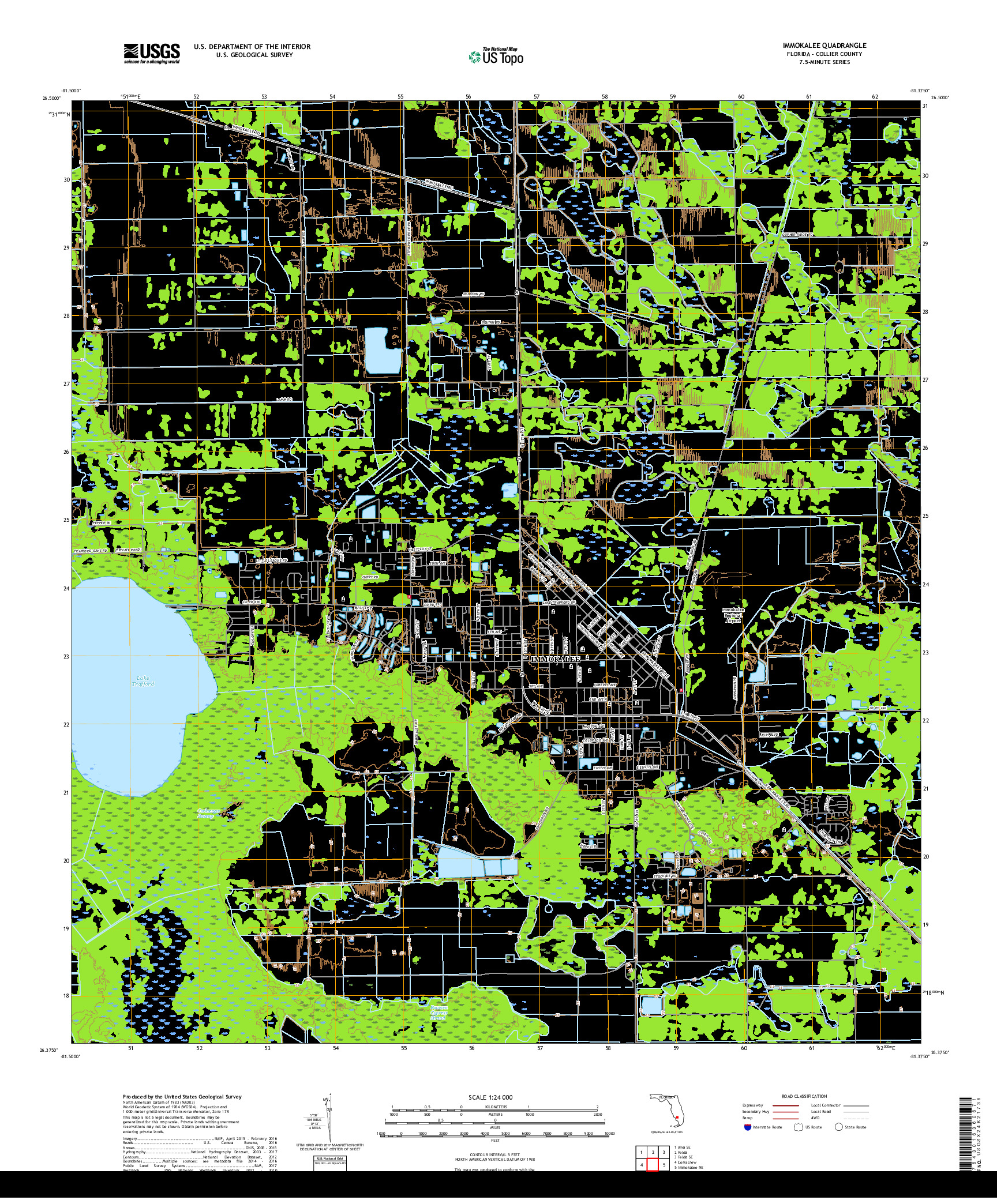 USGS US TOPO 7.5-MINUTE MAP FOR IMMOKALEE, FL 2018