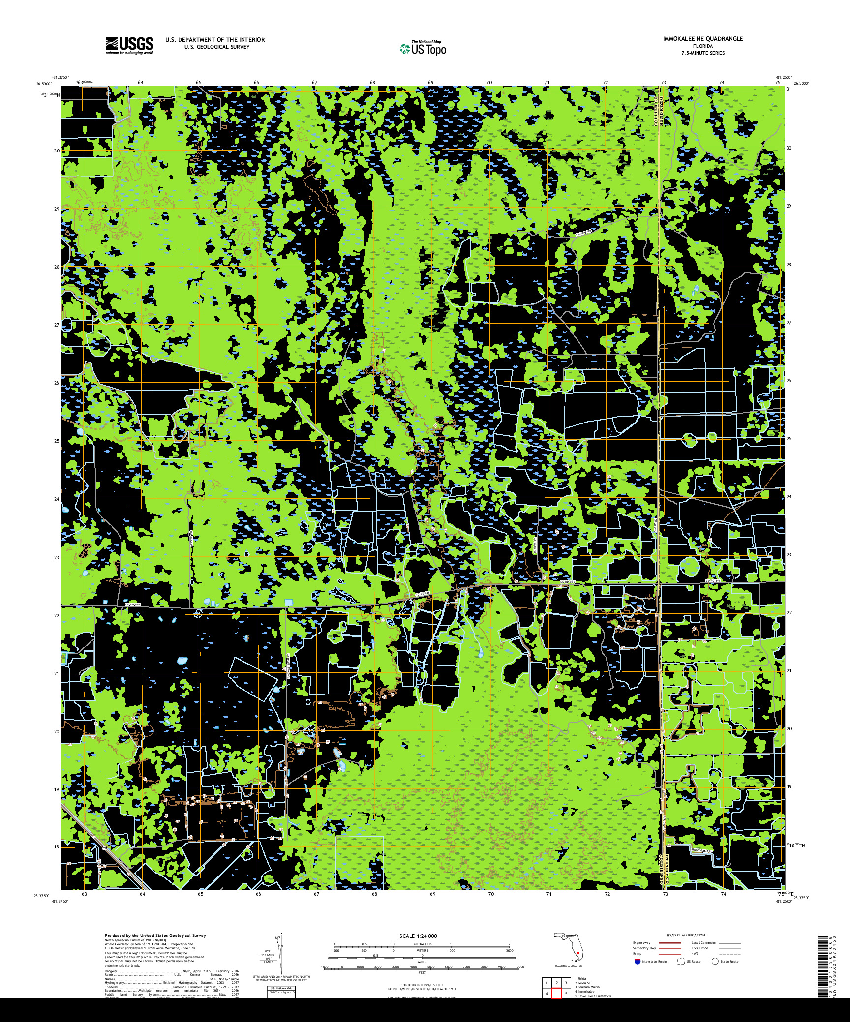 USGS US TOPO 7.5-MINUTE MAP FOR IMMOKALEE NE, FL 2018