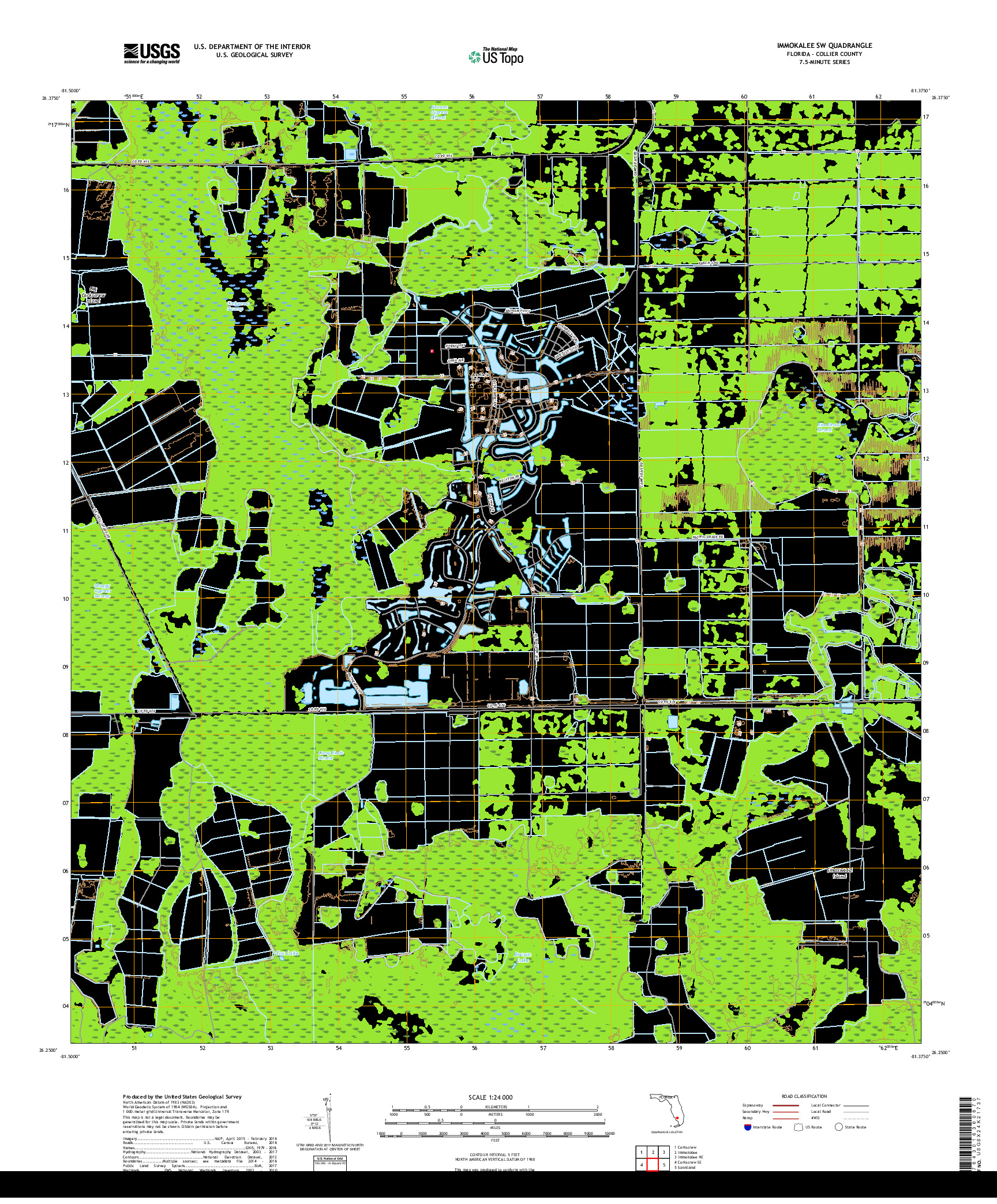 USGS US TOPO 7.5-MINUTE MAP FOR IMMOKALEE SW, FL 2018