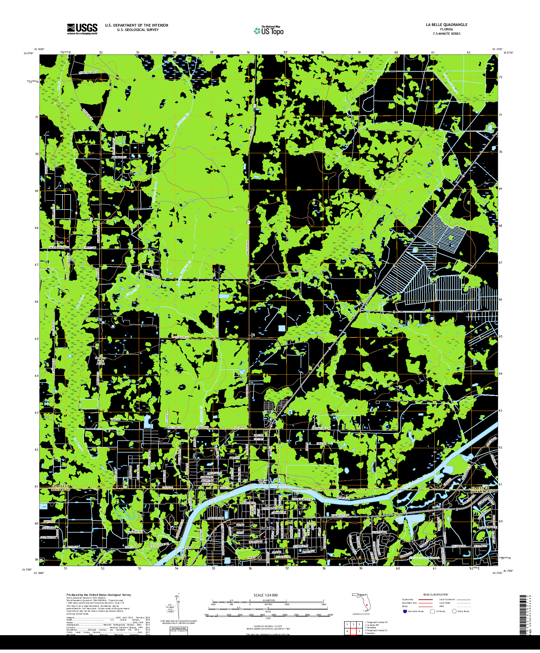 USGS US TOPO 7.5-MINUTE MAP FOR LA BELLE, FL 2018