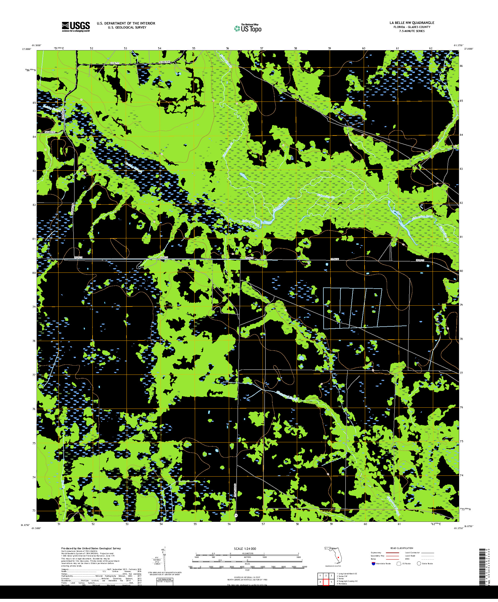 USGS US TOPO 7.5-MINUTE MAP FOR LA BELLE NW, FL 2018