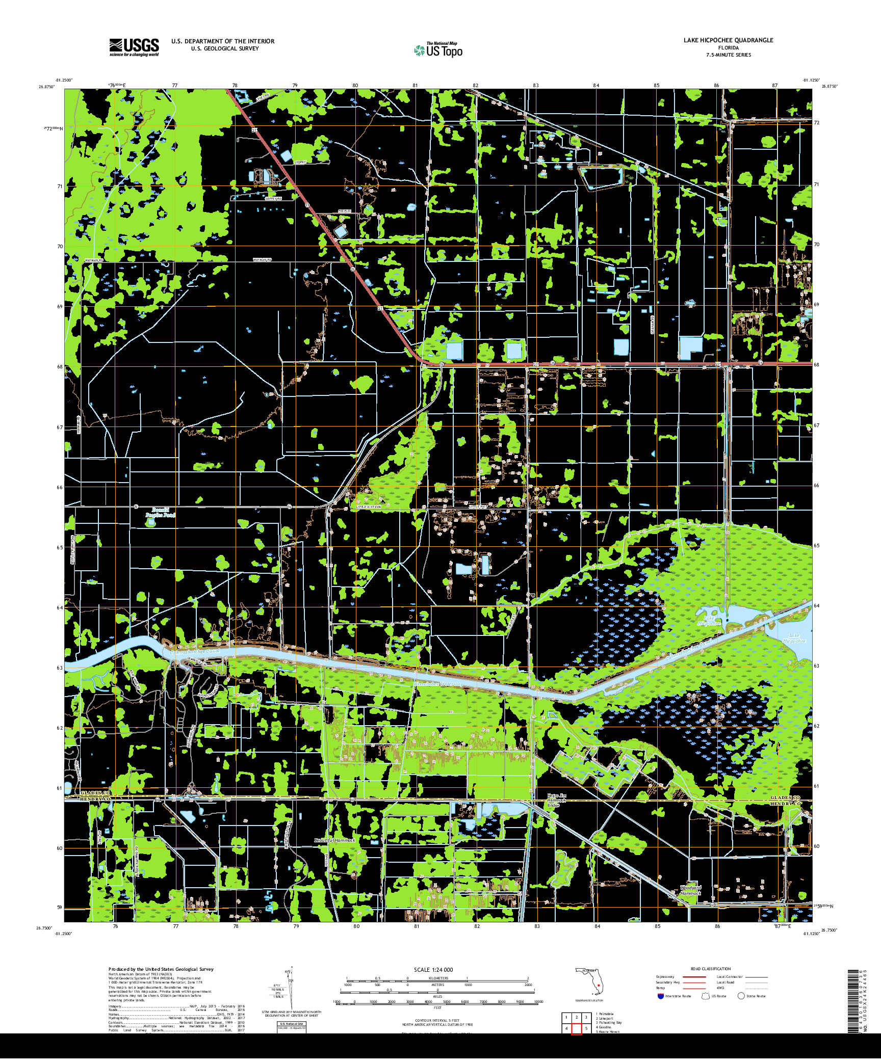 USGS US TOPO 7.5-MINUTE MAP FOR LAKE HICPOCHEE, FL 2018