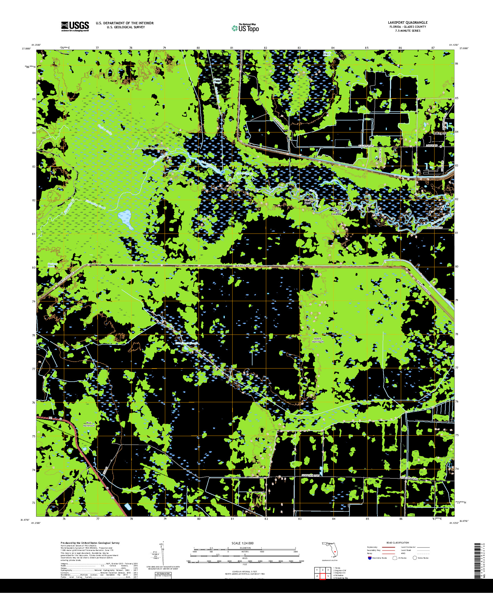 USGS US TOPO 7.5-MINUTE MAP FOR LAKEPORT, FL 2018