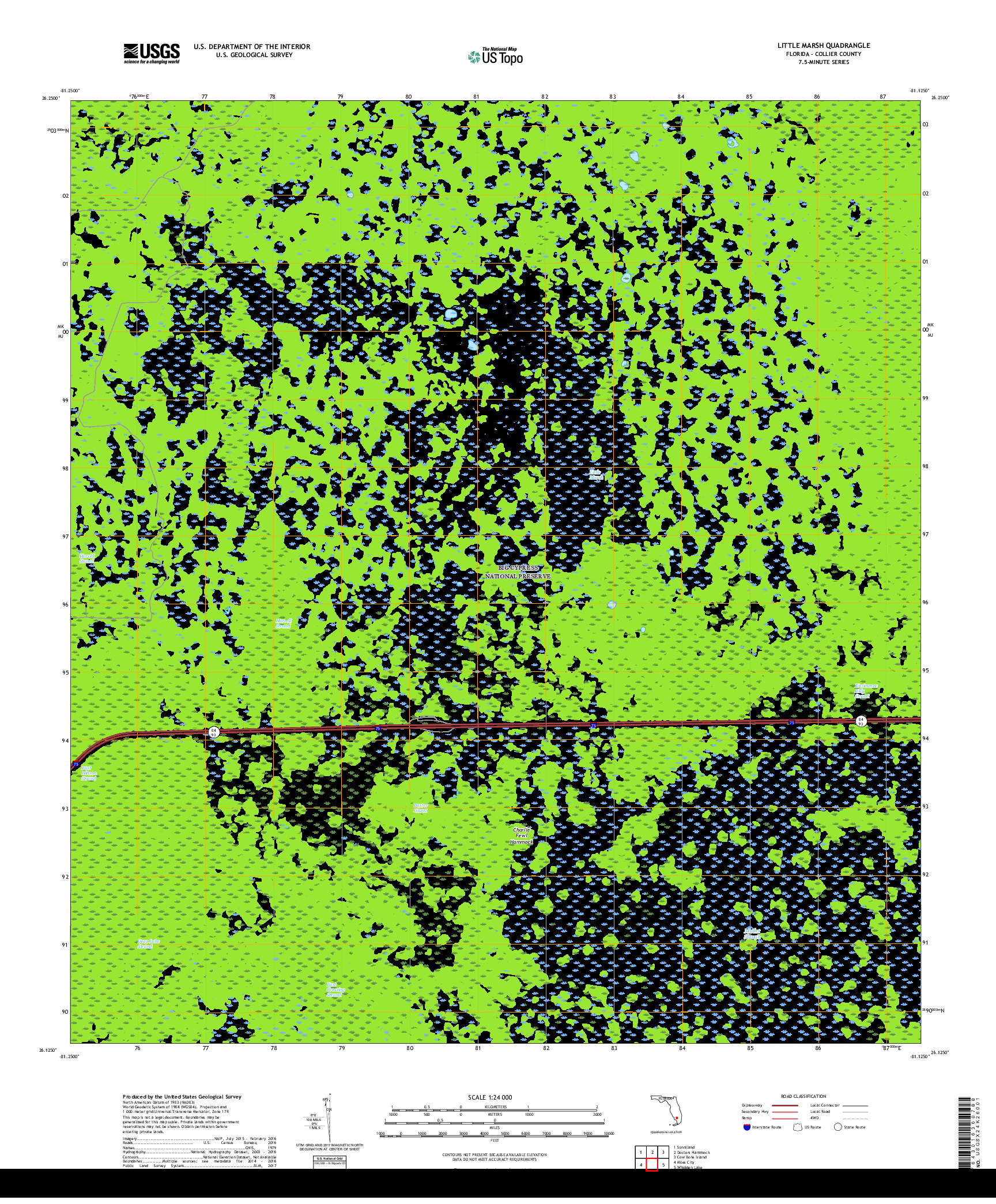 USGS US TOPO 7.5-MINUTE MAP FOR LITTLE MARSH, FL 2018