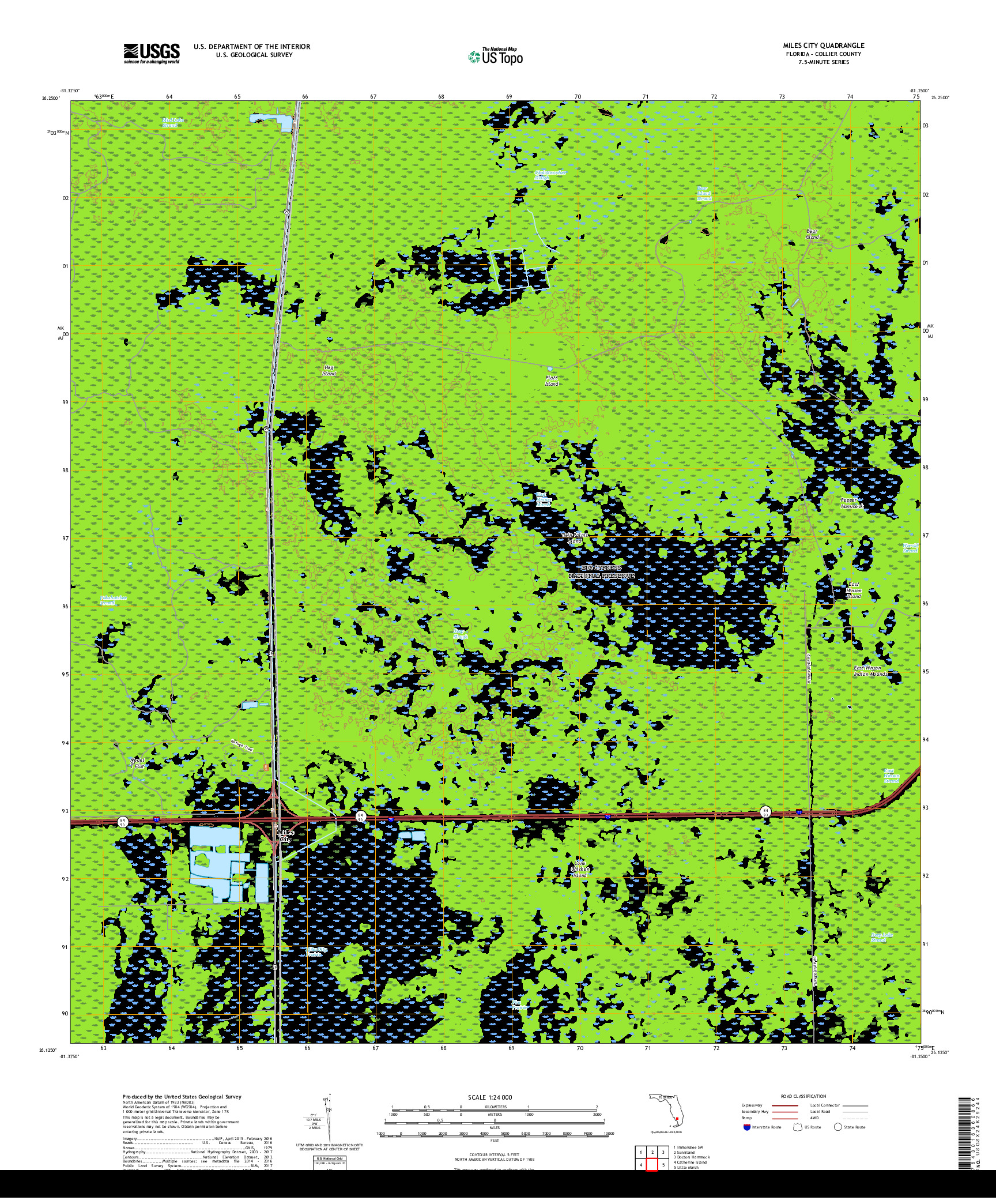 USGS US TOPO 7.5-MINUTE MAP FOR MILES CITY, FL 2018