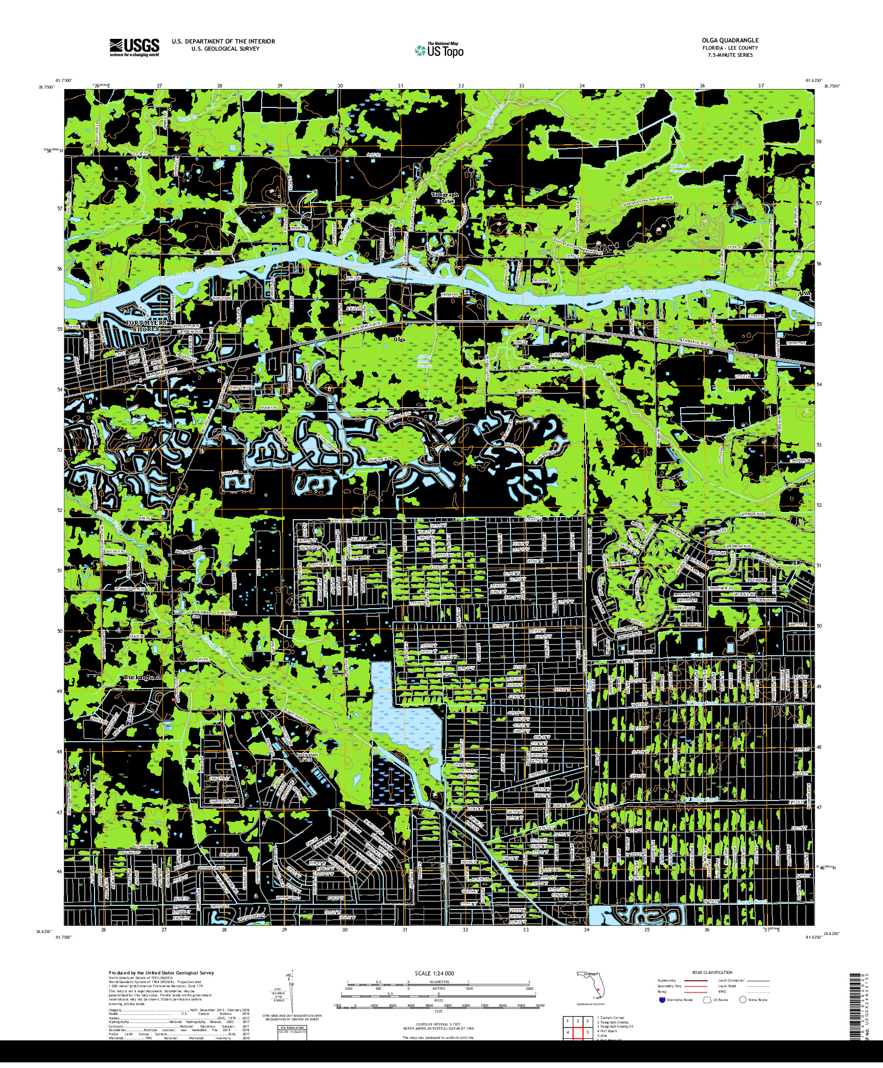 USGS US TOPO 7.5-MINUTE MAP FOR OLGA, FL 2018