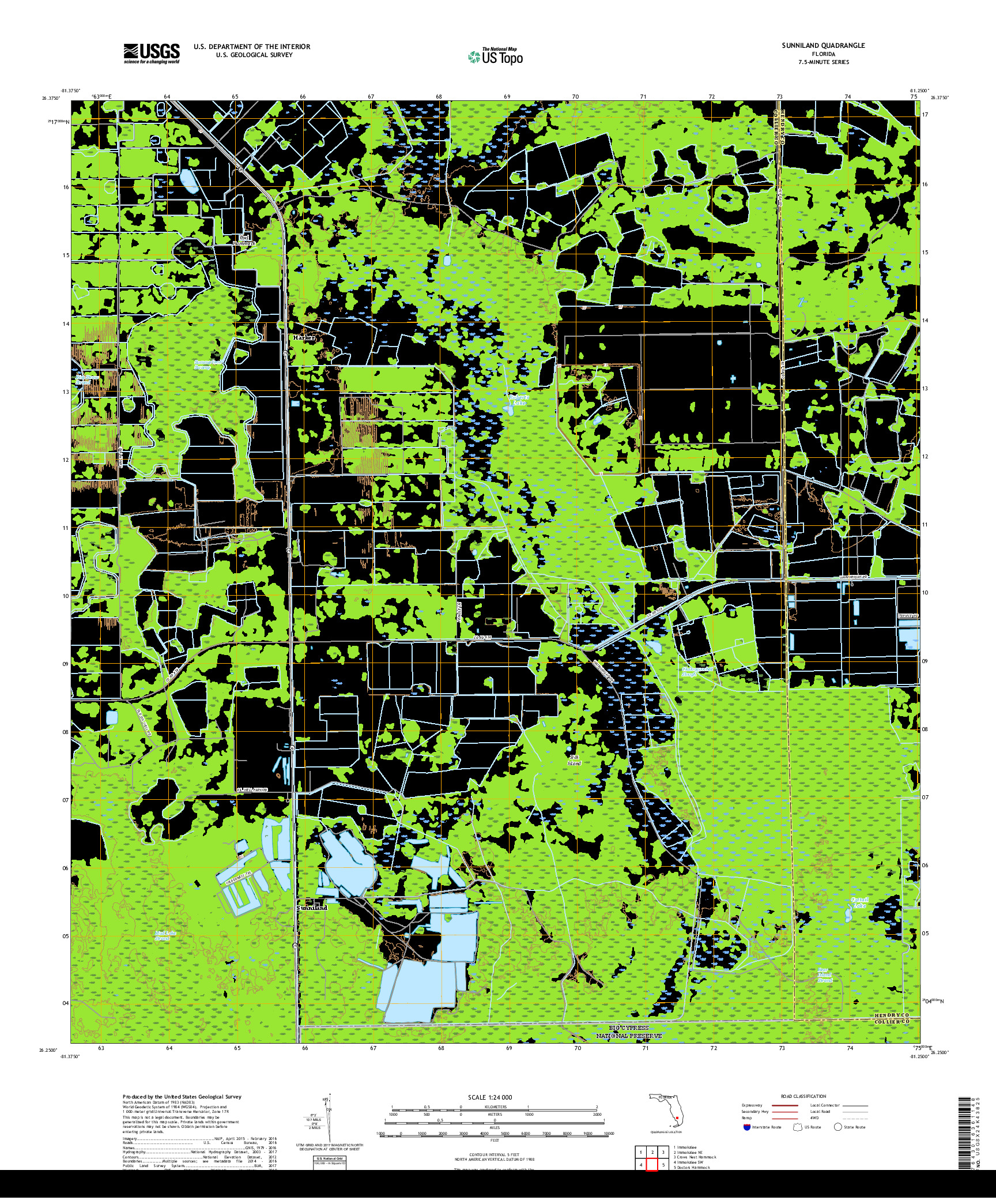 USGS US TOPO 7.5-MINUTE MAP FOR SUNNILAND, FL 2018