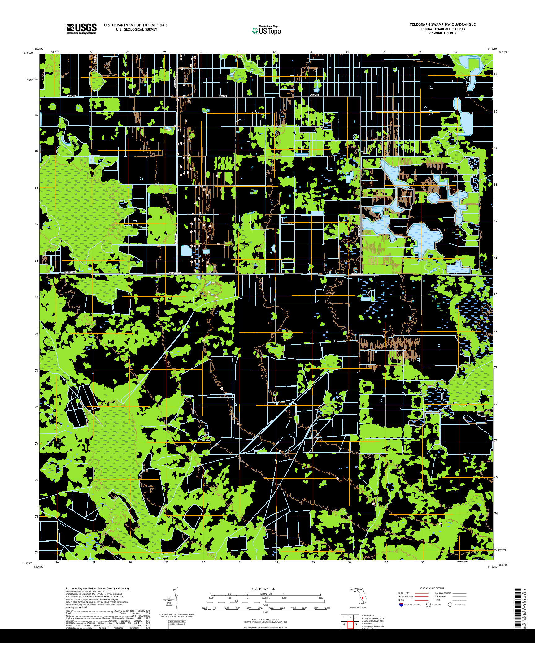 USGS US TOPO 7.5-MINUTE MAP FOR TELEGRAPH SWAMP NW, FL 2018