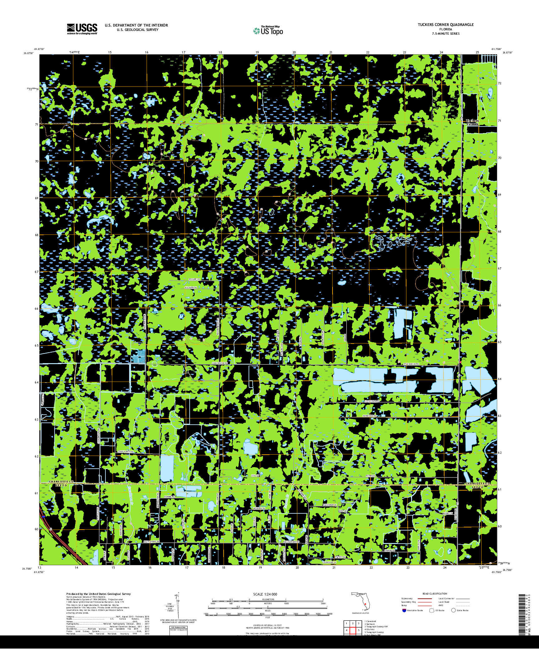 USGS US TOPO 7.5-MINUTE MAP FOR TUCKERS CORNER, FL 2018