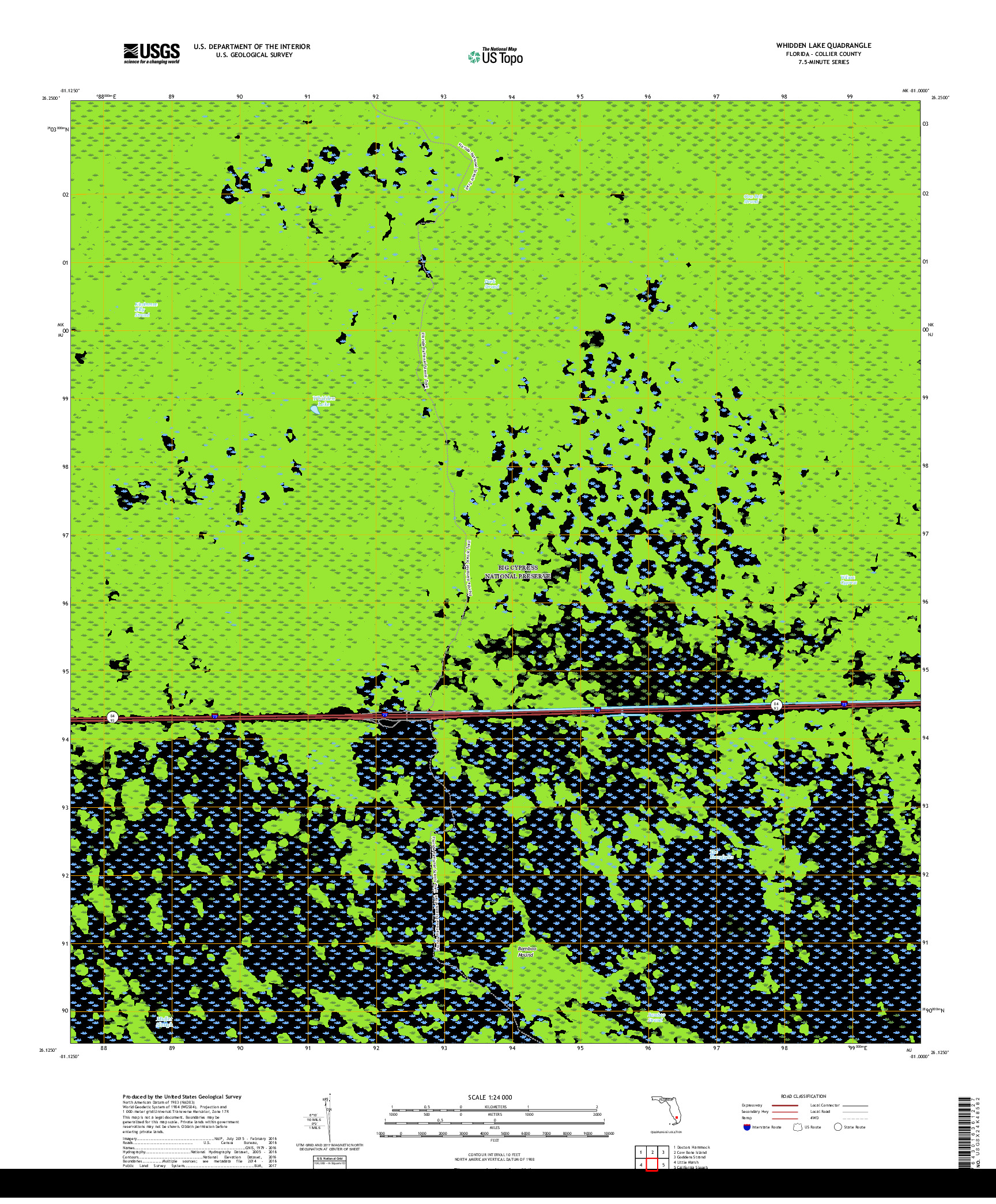 USGS US TOPO 7.5-MINUTE MAP FOR WHIDDEN LAKE, FL 2018