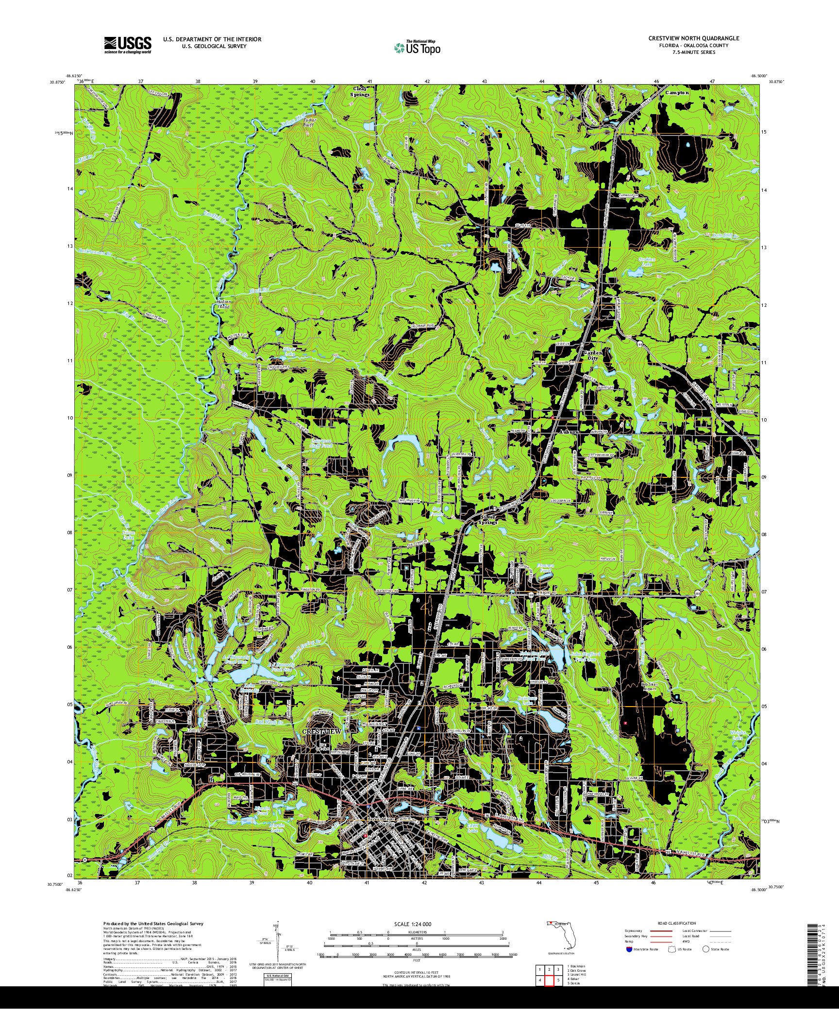 USGS US TOPO 7.5-MINUTE MAP FOR CRESTVIEW NORTH, FL 2018