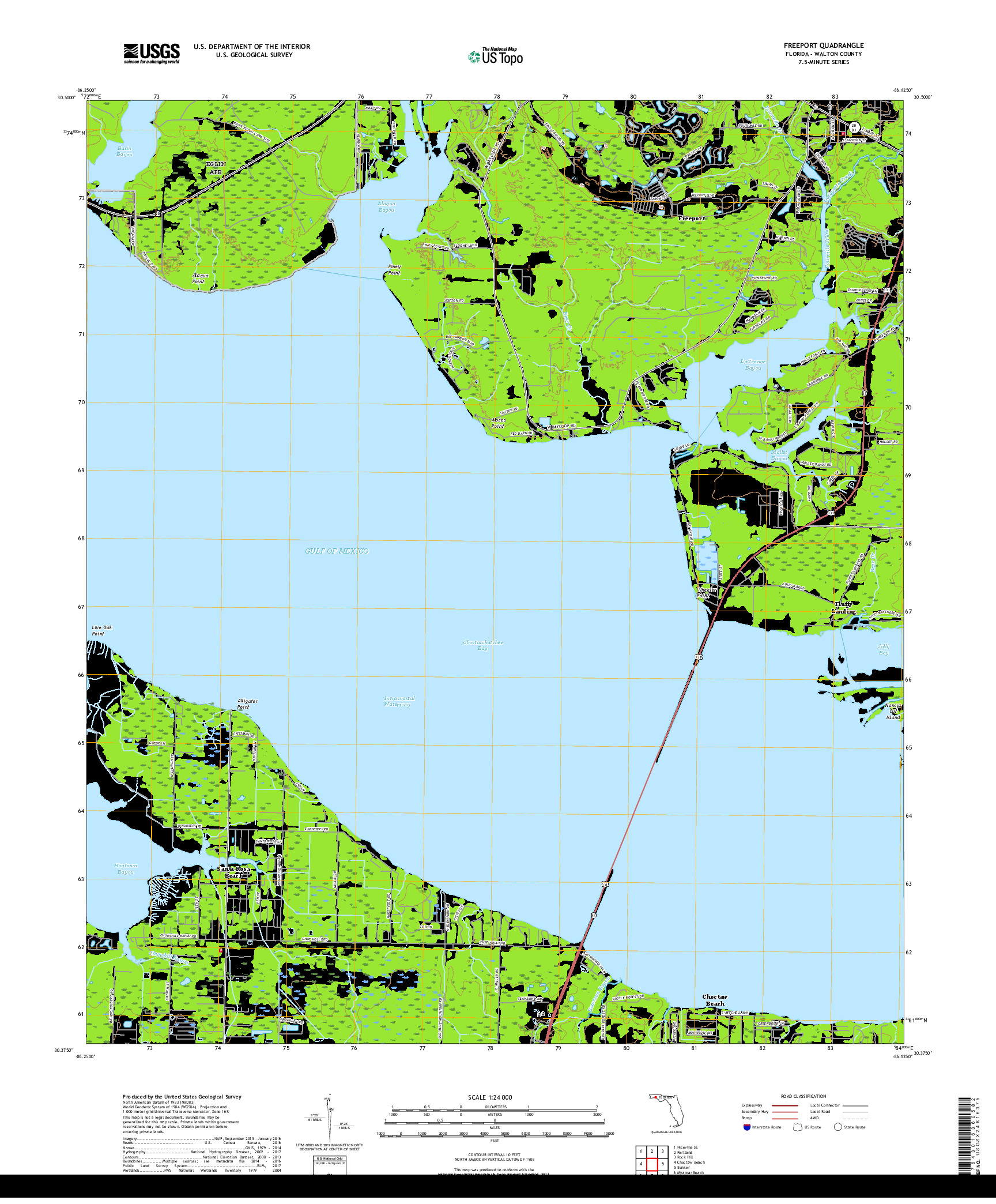 USGS US TOPO 7.5-MINUTE MAP FOR FREEPORT, FL 2018