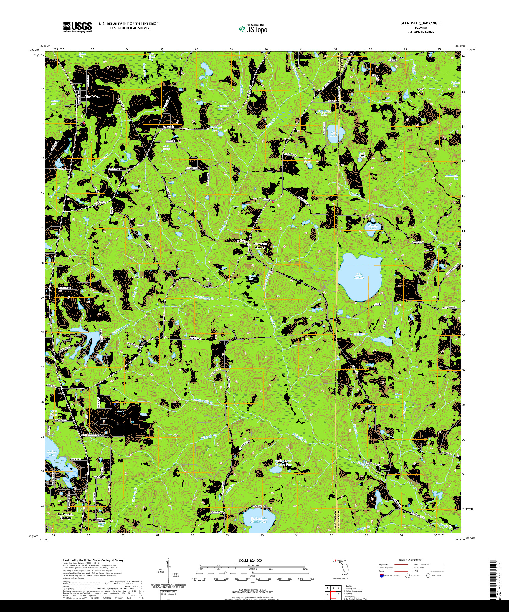 USGS US TOPO 7.5-MINUTE MAP FOR GLENDALE, FL 2018