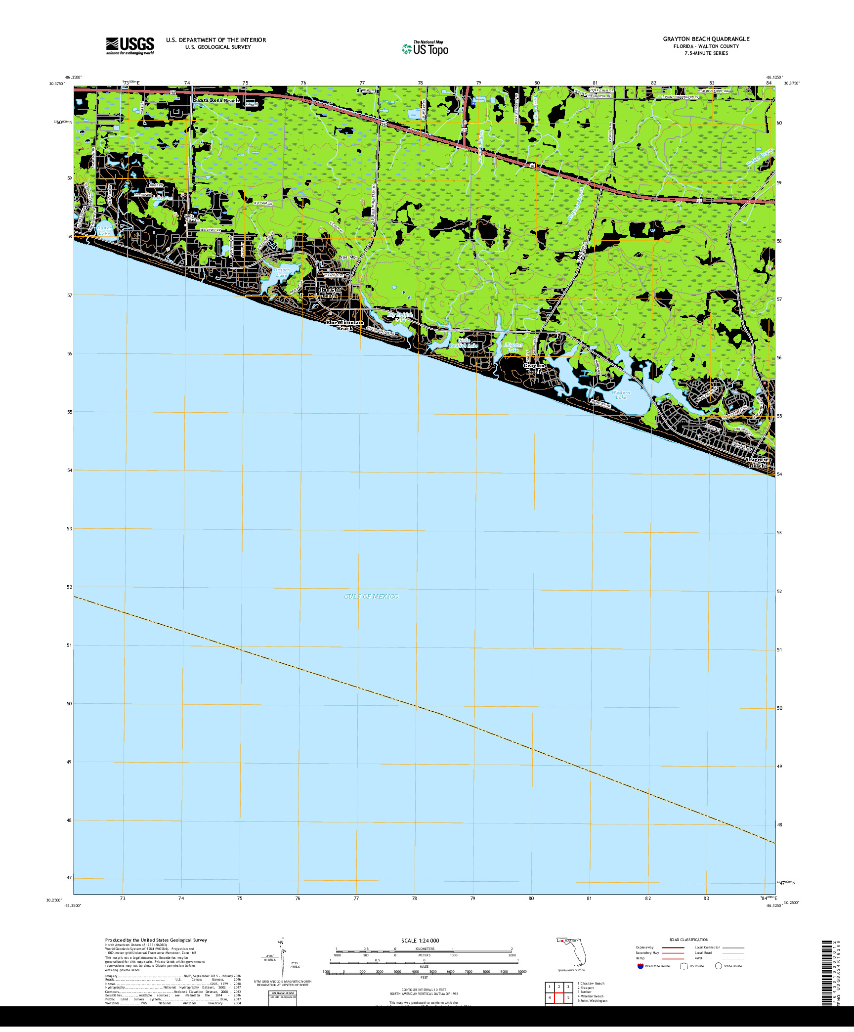 USGS US TOPO 7.5-MINUTE MAP FOR GRAYTON BEACH, FL 2018