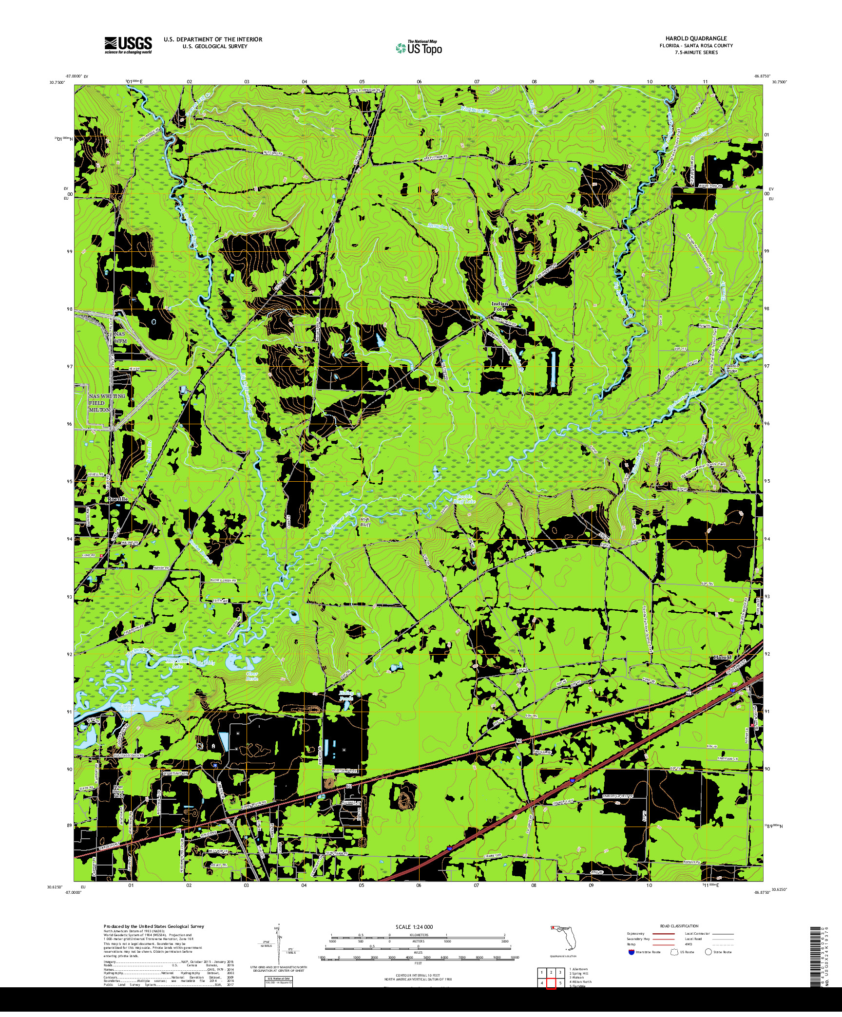USGS US TOPO 7.5-MINUTE MAP FOR HAROLD, FL 2018