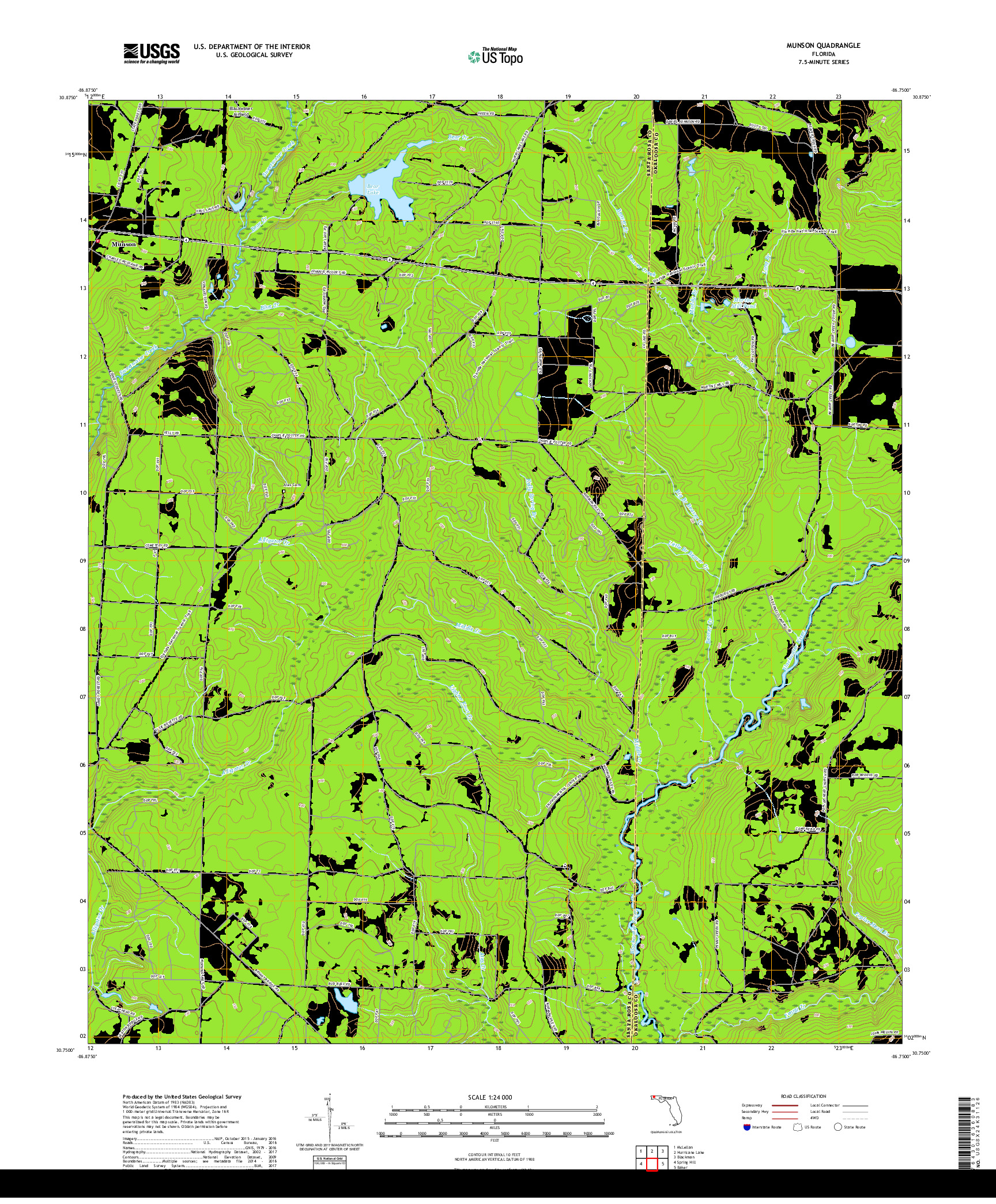 USGS US TOPO 7.5-MINUTE MAP FOR MUNSON, FL 2018