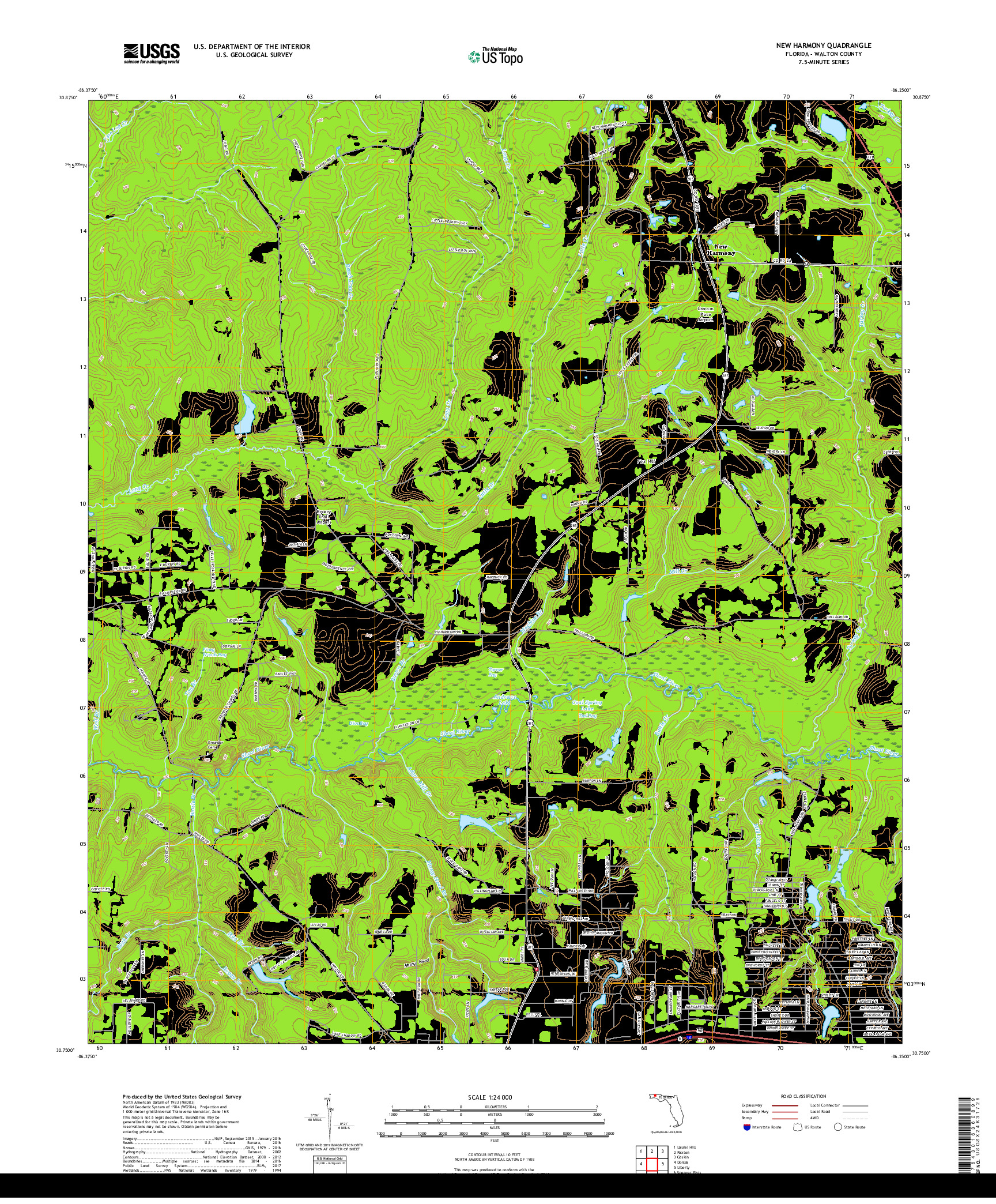 USGS US TOPO 7.5-MINUTE MAP FOR NEW HARMONY, FL 2018