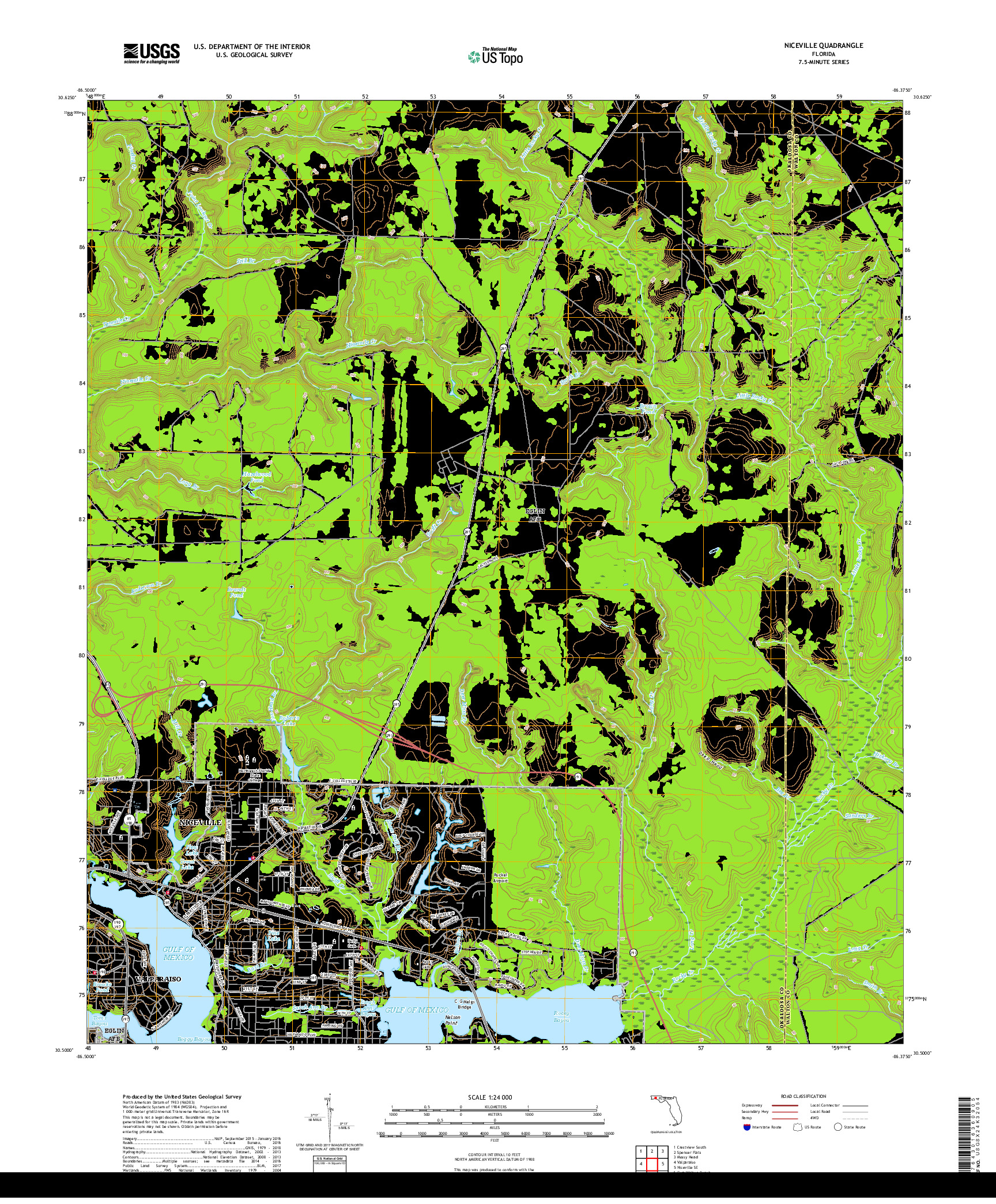 USGS US TOPO 7.5-MINUTE MAP FOR NICEVILLE, FL 2018