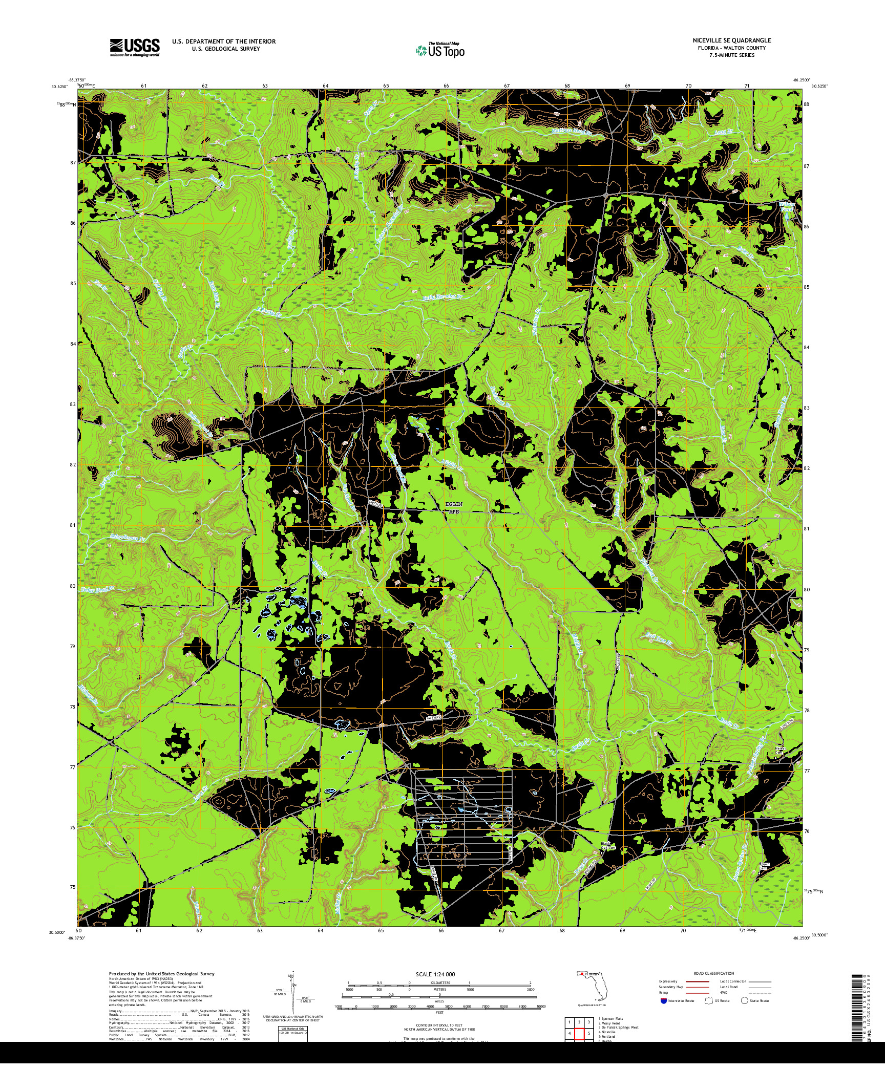 USGS US TOPO 7.5-MINUTE MAP FOR NICEVILLE SE, FL 2018